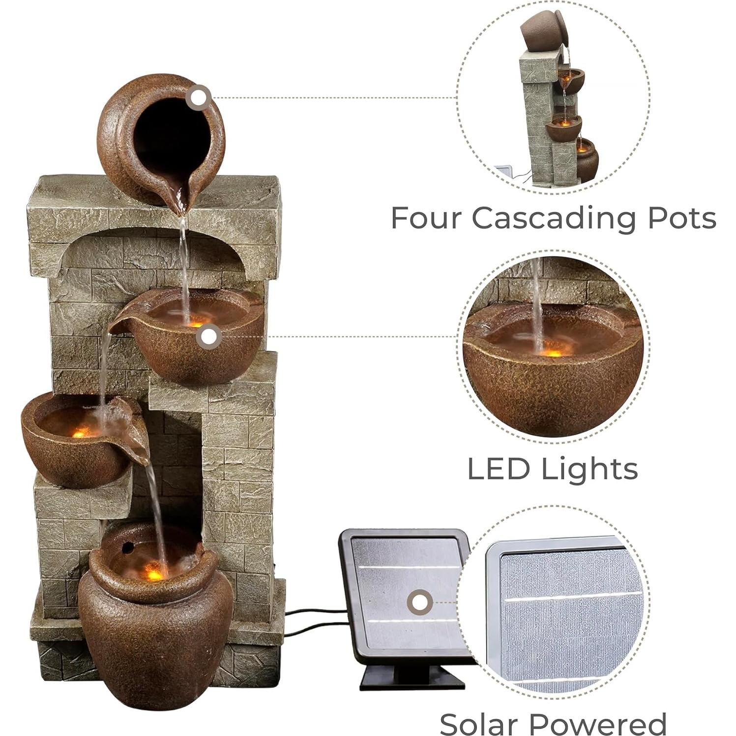 Fuente de Agua Solar Exterior Teamson Home 72.4 cm Marrón