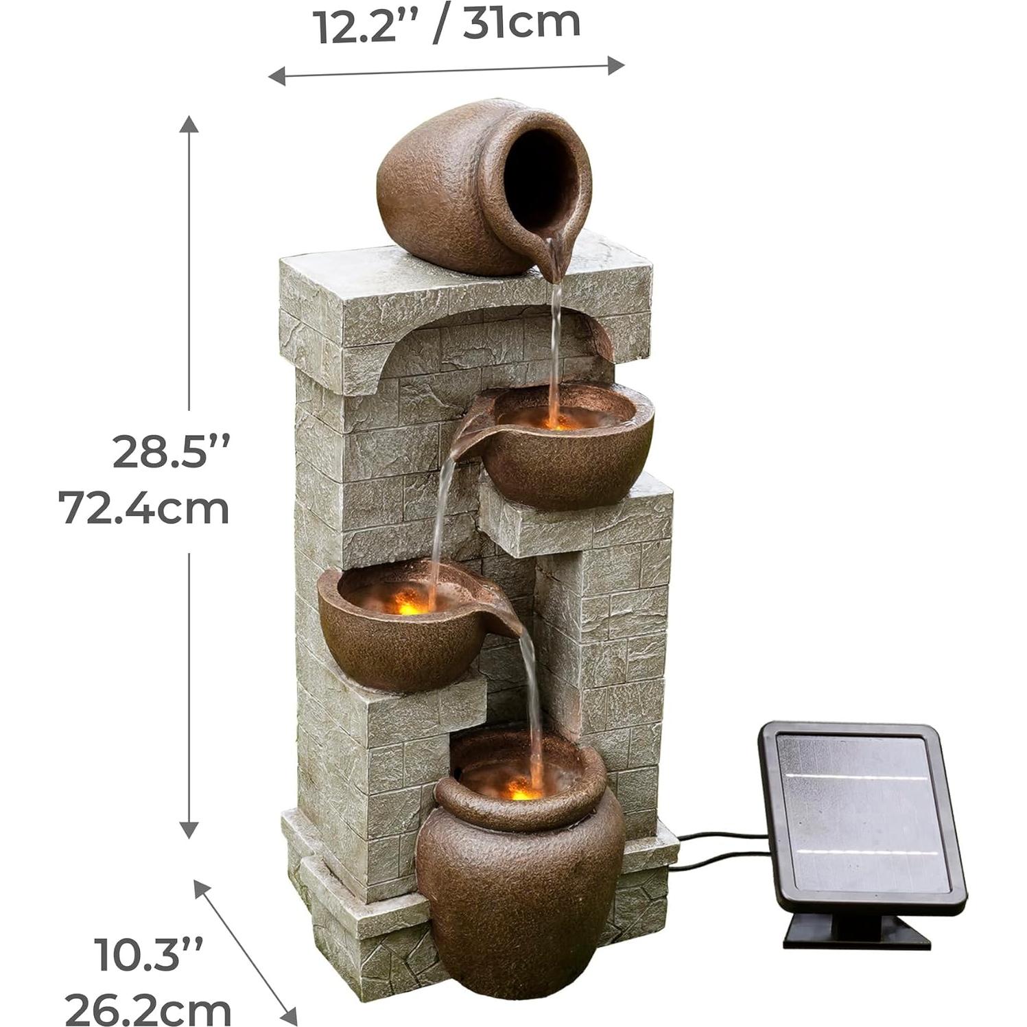 Fuente de Agua Solar Exterior Teamson Home 72.4 cm Marrón