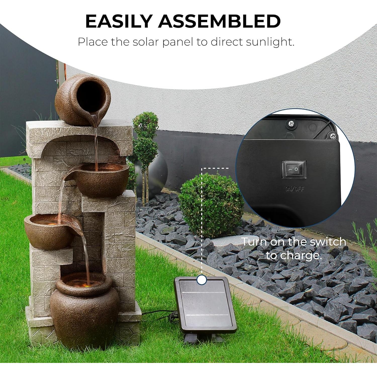 Fuente de Agua Solar Exterior Teamson Home 72.4 cm Marrón