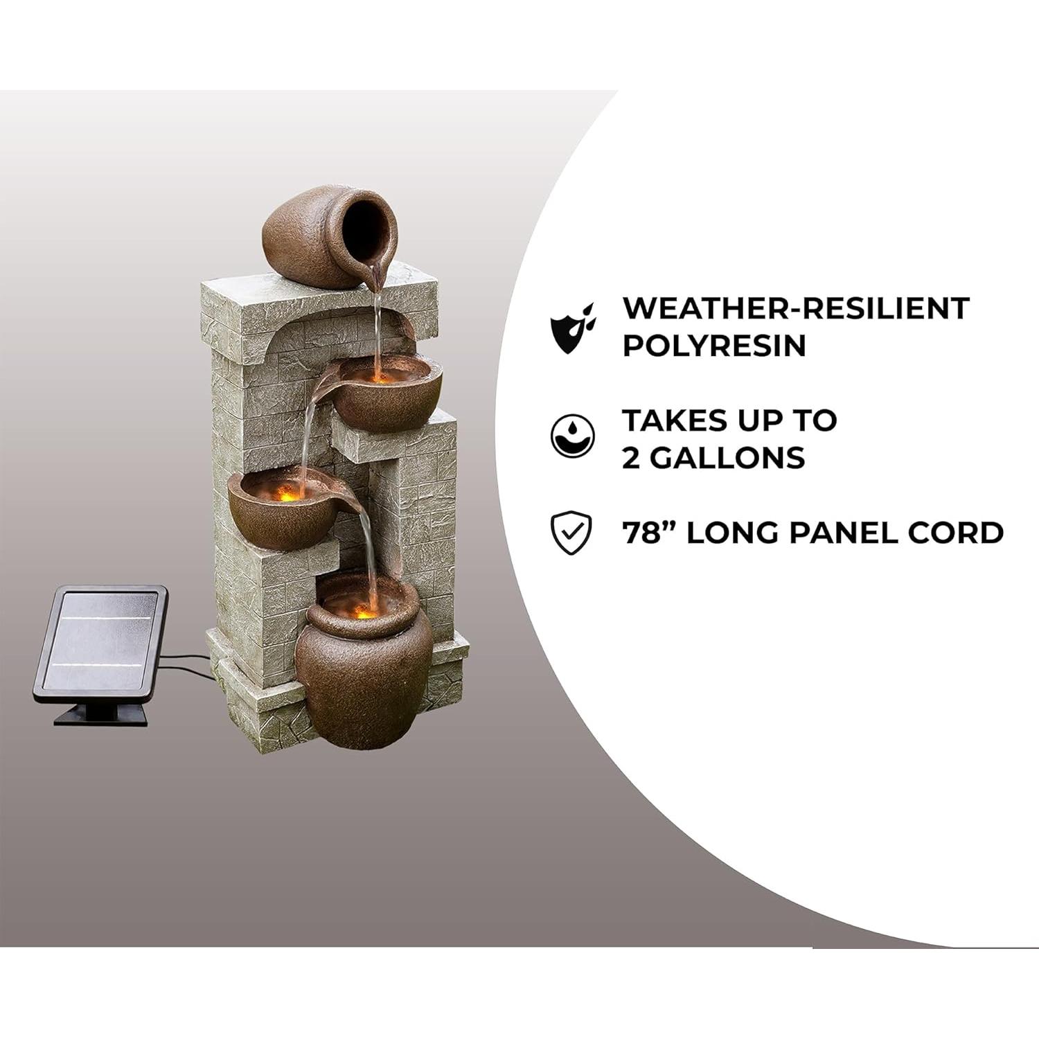 Fuente de Agua Solar Exterior Teamson Home 72.4 cm Marrón