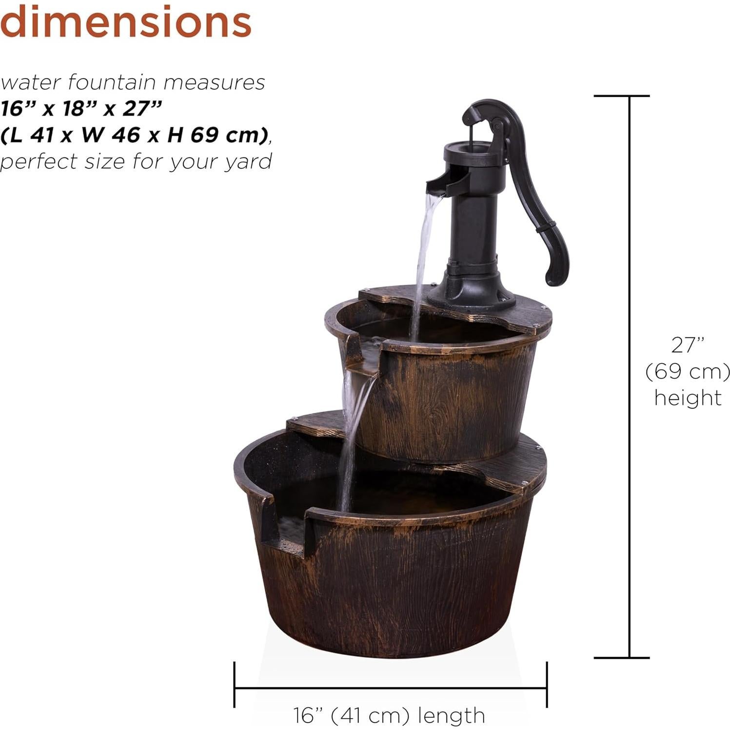 Fuente de Agua de Barril 2 Niveles Alpine 68.58 cm Bronce