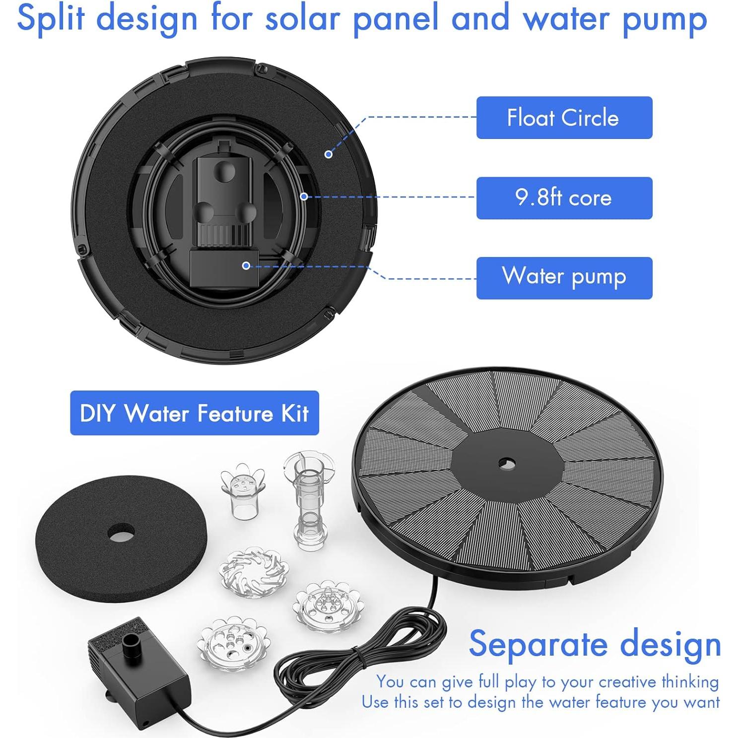 Fuente Solar AISITIN 3.5W para Jardín y Baño de Pájaros