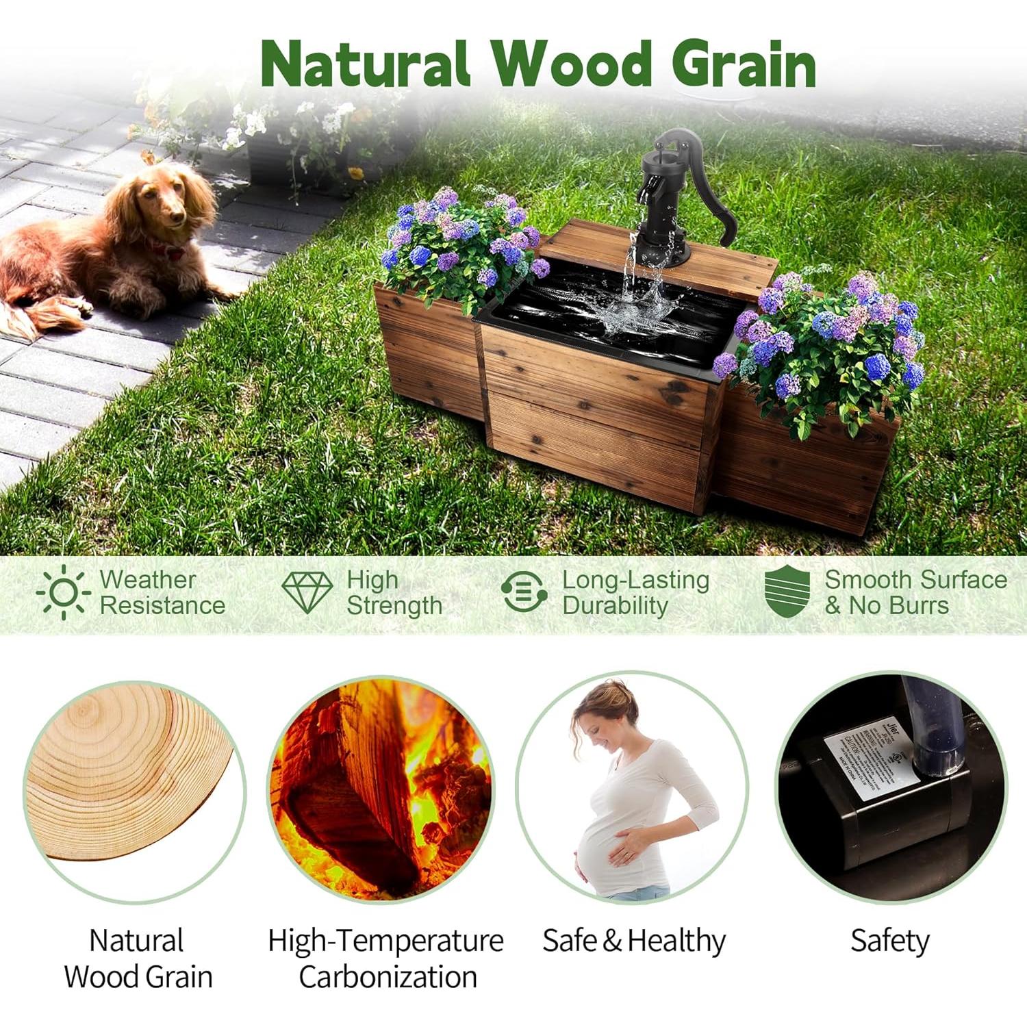 Fuente de Agua Exterior de Madera Carbonizada T1 90x32.5x54 cm