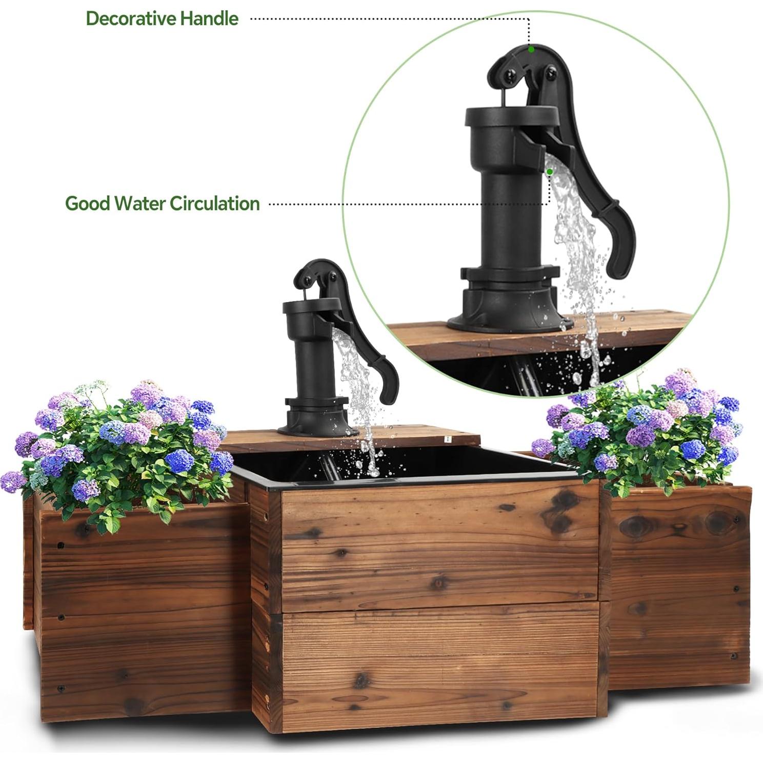 Fuente de Agua Exterior de Madera Carbonizada T1 90x32.5x54 cm