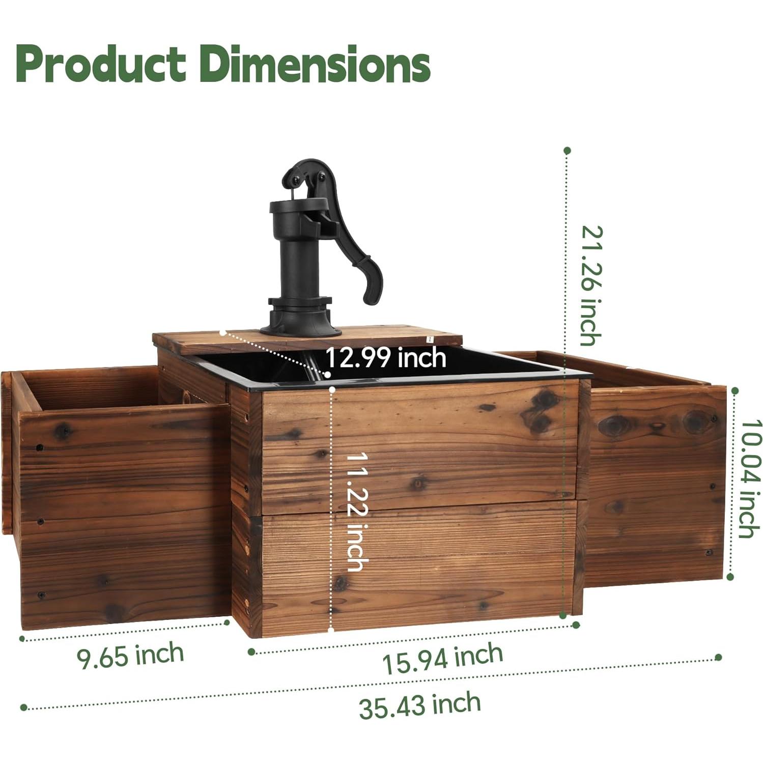 Fuente de Agua Exterior de Madera Carbonizada T1 90x32.5x54 cm