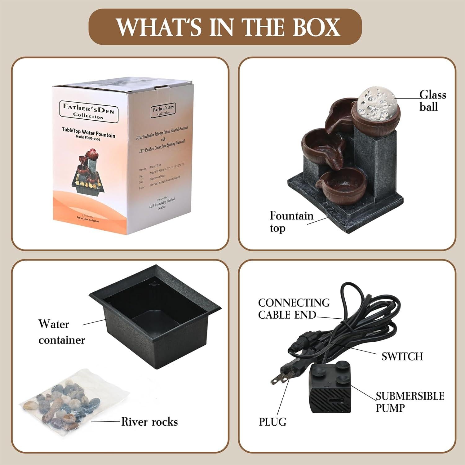 Fuente de Agua Interior LED Colección Father'sDen 16x13x19cm