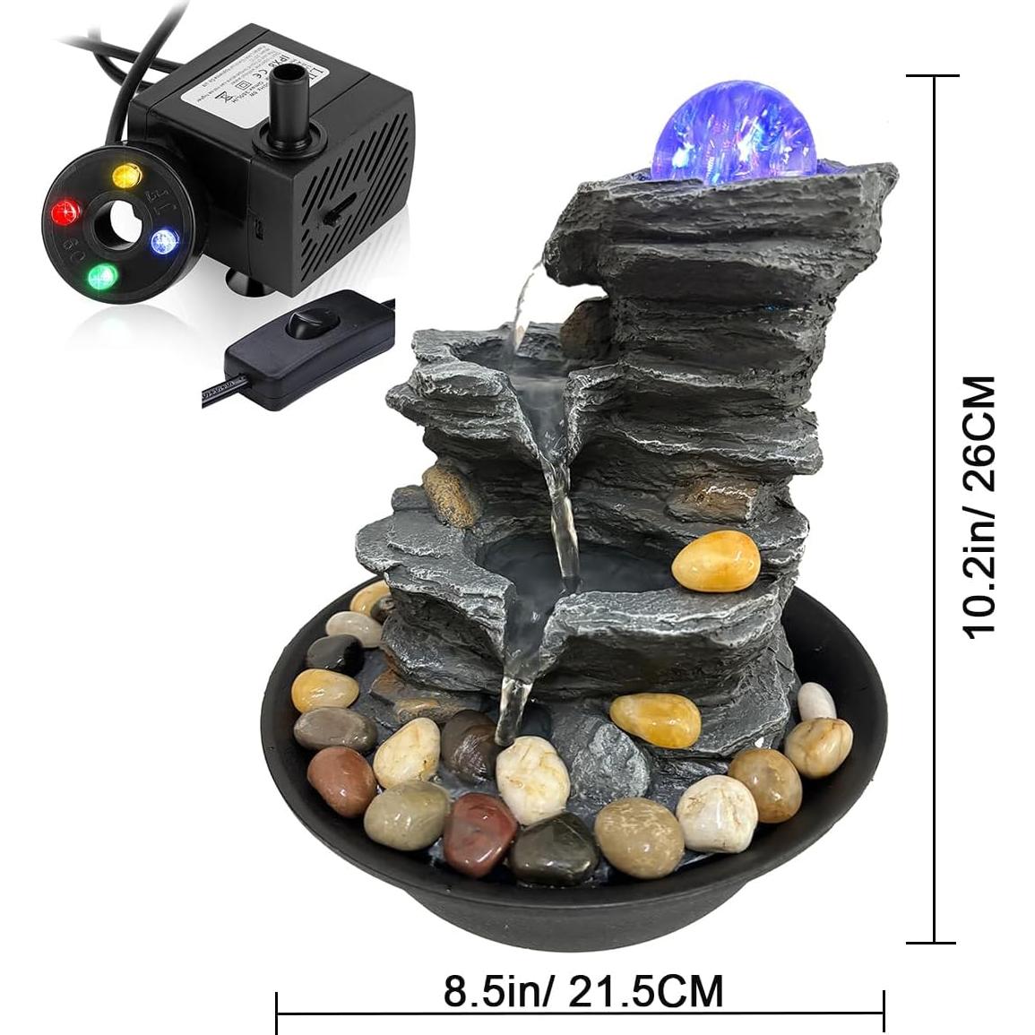 Fuente de Agua Interior JOINDATAT con Luz LED y Cascada 73.66 cm