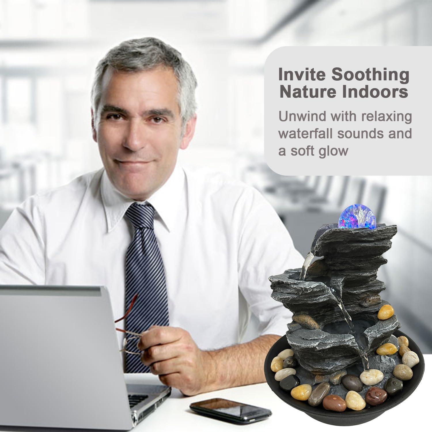 Fuente de Agua Interior JOINDATAT con Luz LED y Cascada 73.66 cm