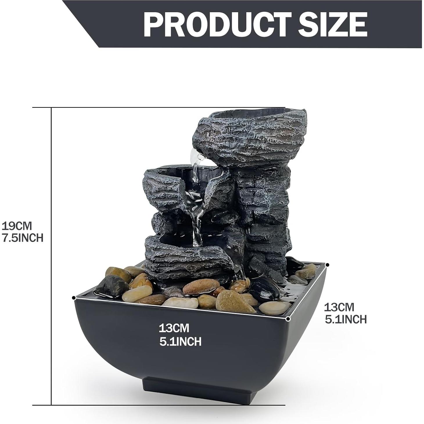 Fuente de Mesa JOYENERGY Zen con Luz LED y Cascada 18x13cm