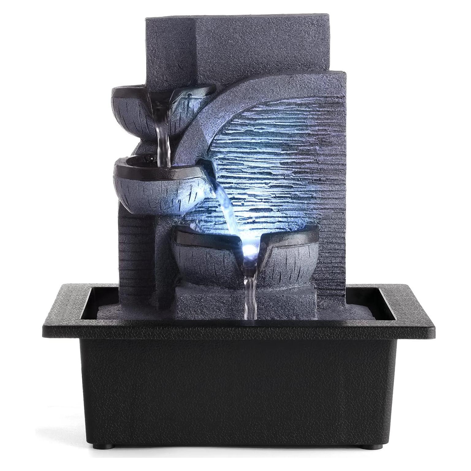 Fuente de Agua WICHEMI Interior con Luz LED y Bomba Silenciosa