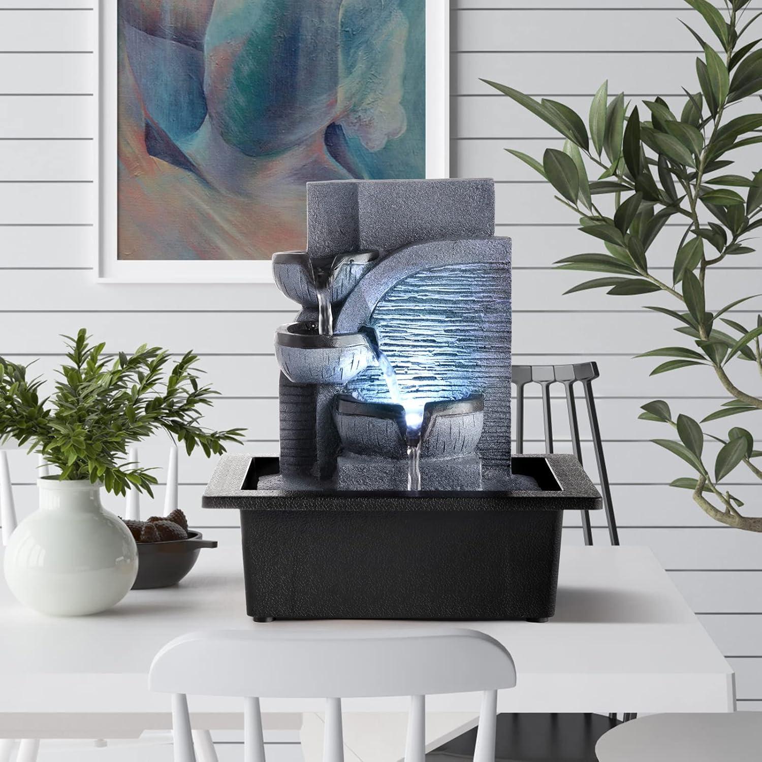 Fuente de Agua WICHEMI Interior con Luz LED y Bomba Silenciosa