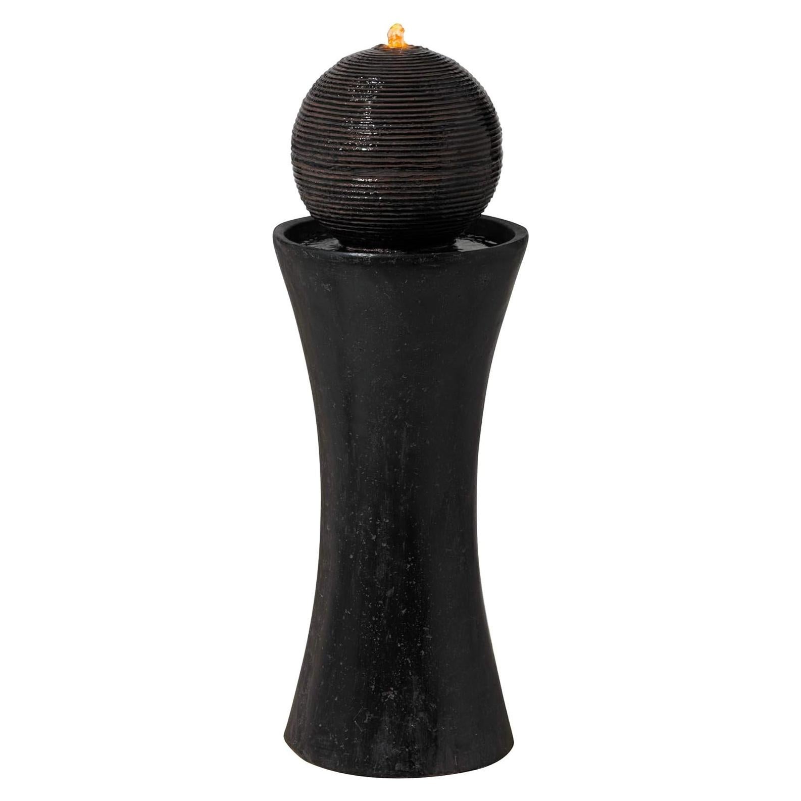 Fuente de Piso Zen John Timberland 90 cm Esfera Oscura LED