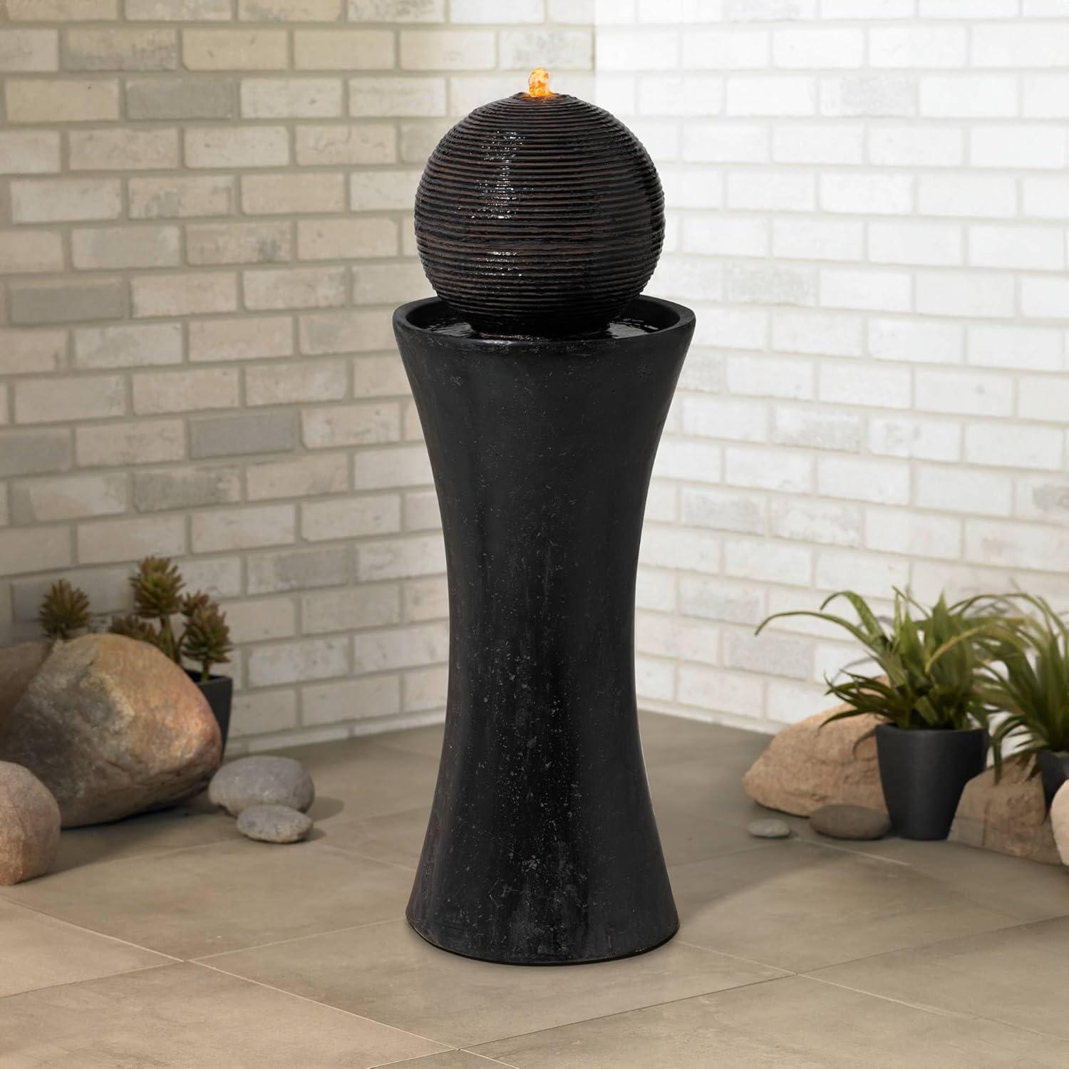 Fuente de Piso Zen John Timberland 90 cm Esfera Oscura LED