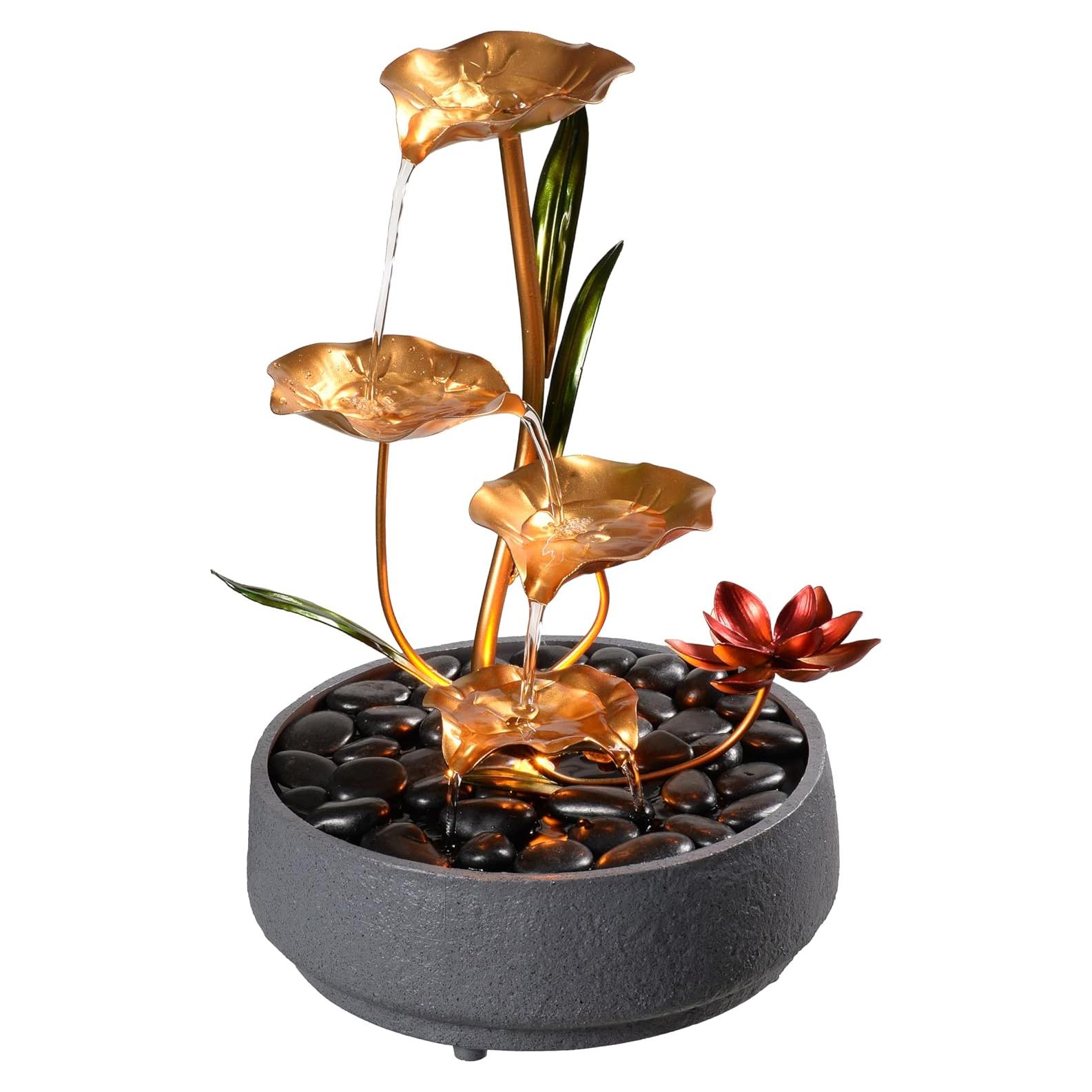 Fuente de Agua Decorativa Haobos Loto 4 Niveles 26cm