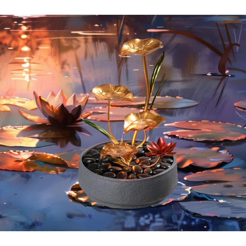 Fuente de Agua Decorativa Haobos Loto 4 Niveles 26cm