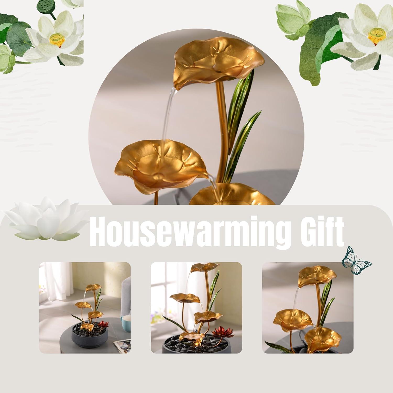 Fuente de Agua Decorativa Haobos Loto 4 Niveles 26cm