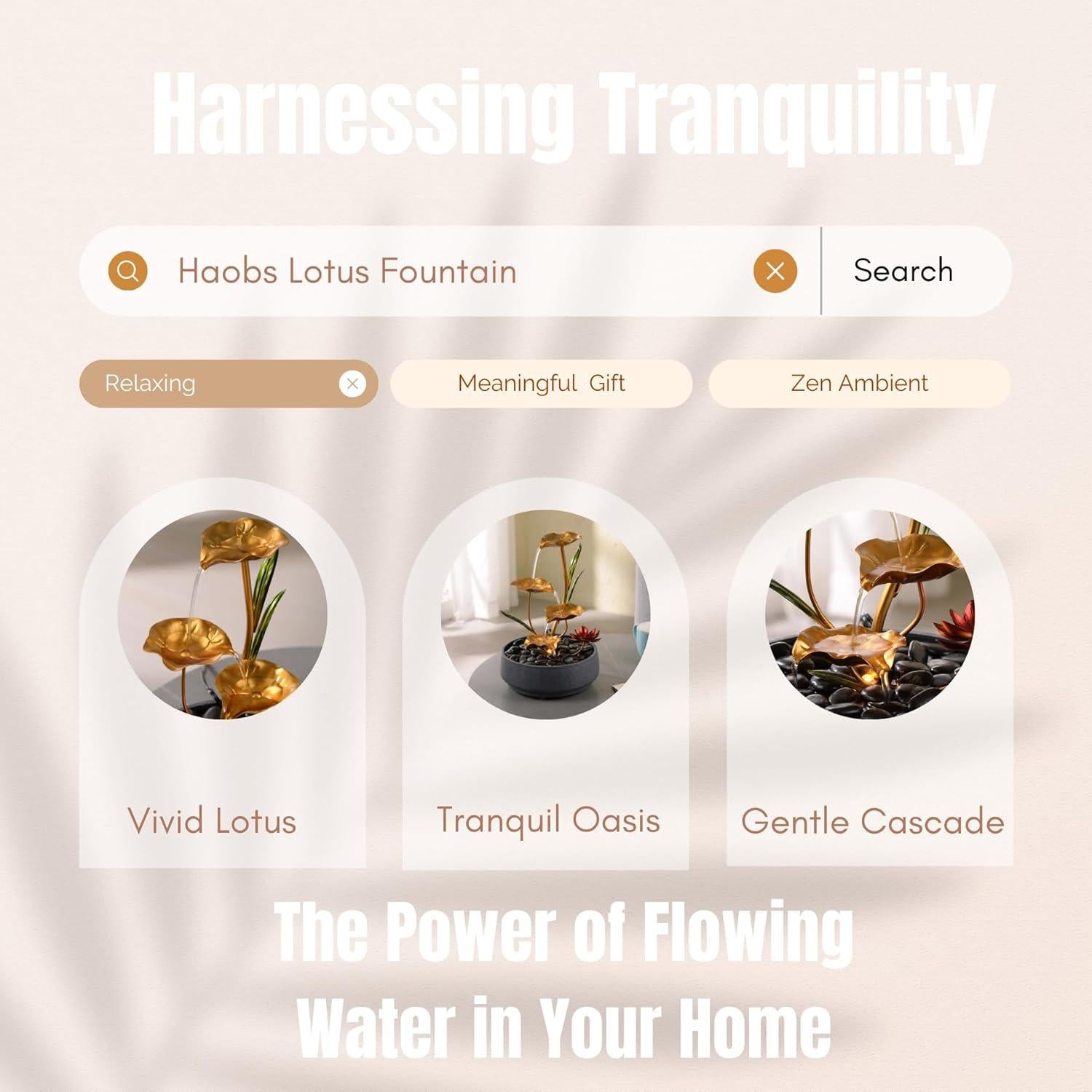 Fuente de Agua Decorativa Haobos Loto 4 Niveles 26cm