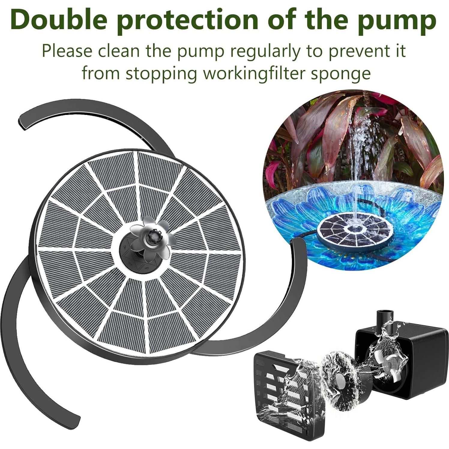 Fuente Solar para Baño de Aves AISITIN 3.7W con Panel de Vidrio