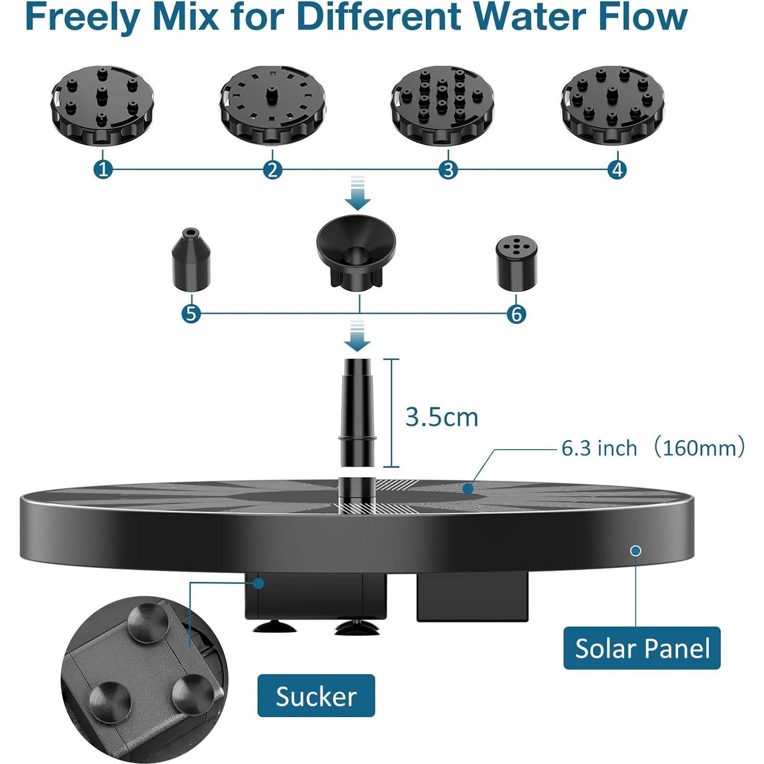 Bomba de Fuente Solar AISITIN 2.5W para Jardín y Estanques
