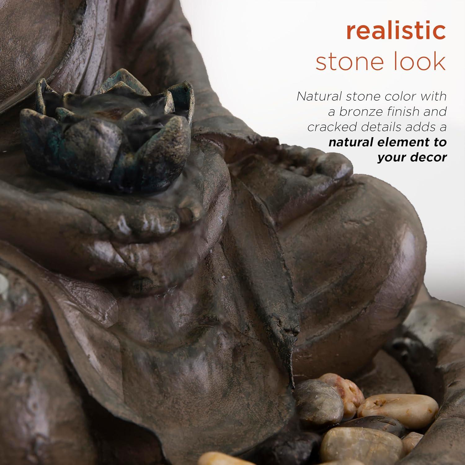 Fuente de Agua Buda Meditador Alpine GEM178 con LED 48 cm