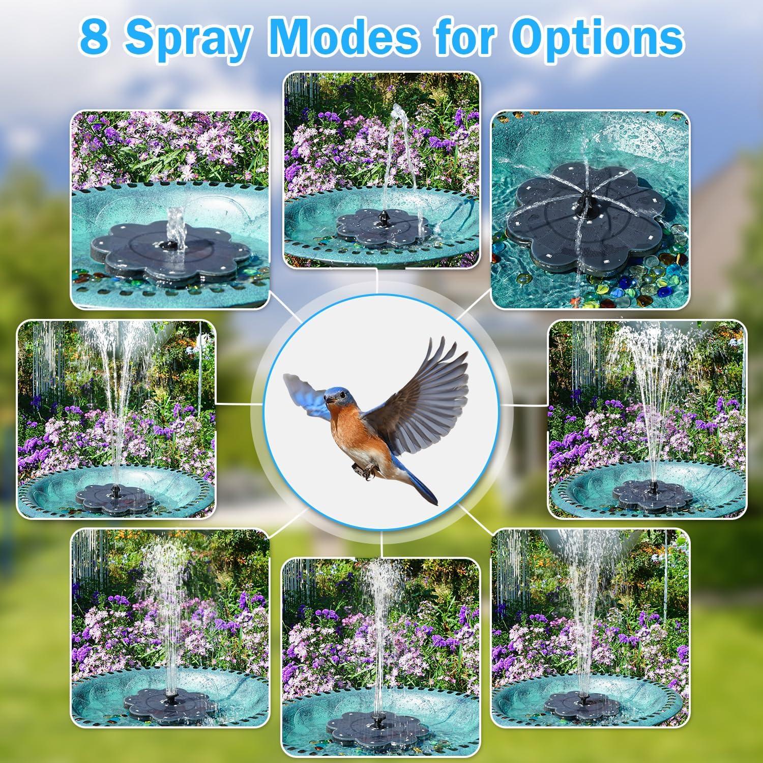 Fuente Solar GAIZERL 3.5W con Luces LED y 8 Modos de Rociado