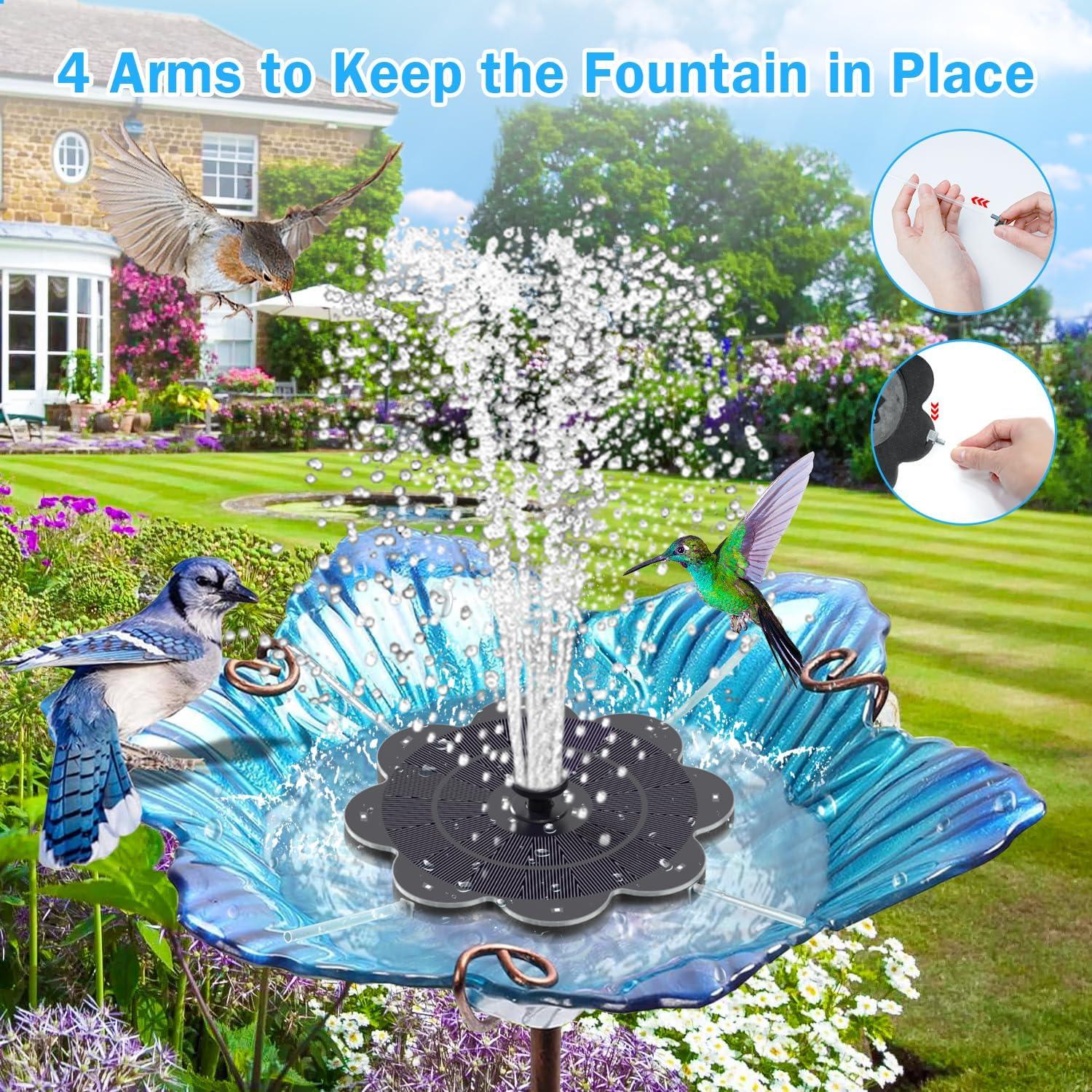 Fuente Solar GAIZERL 3.5W con Luces LED y 8 Modos de Rociado