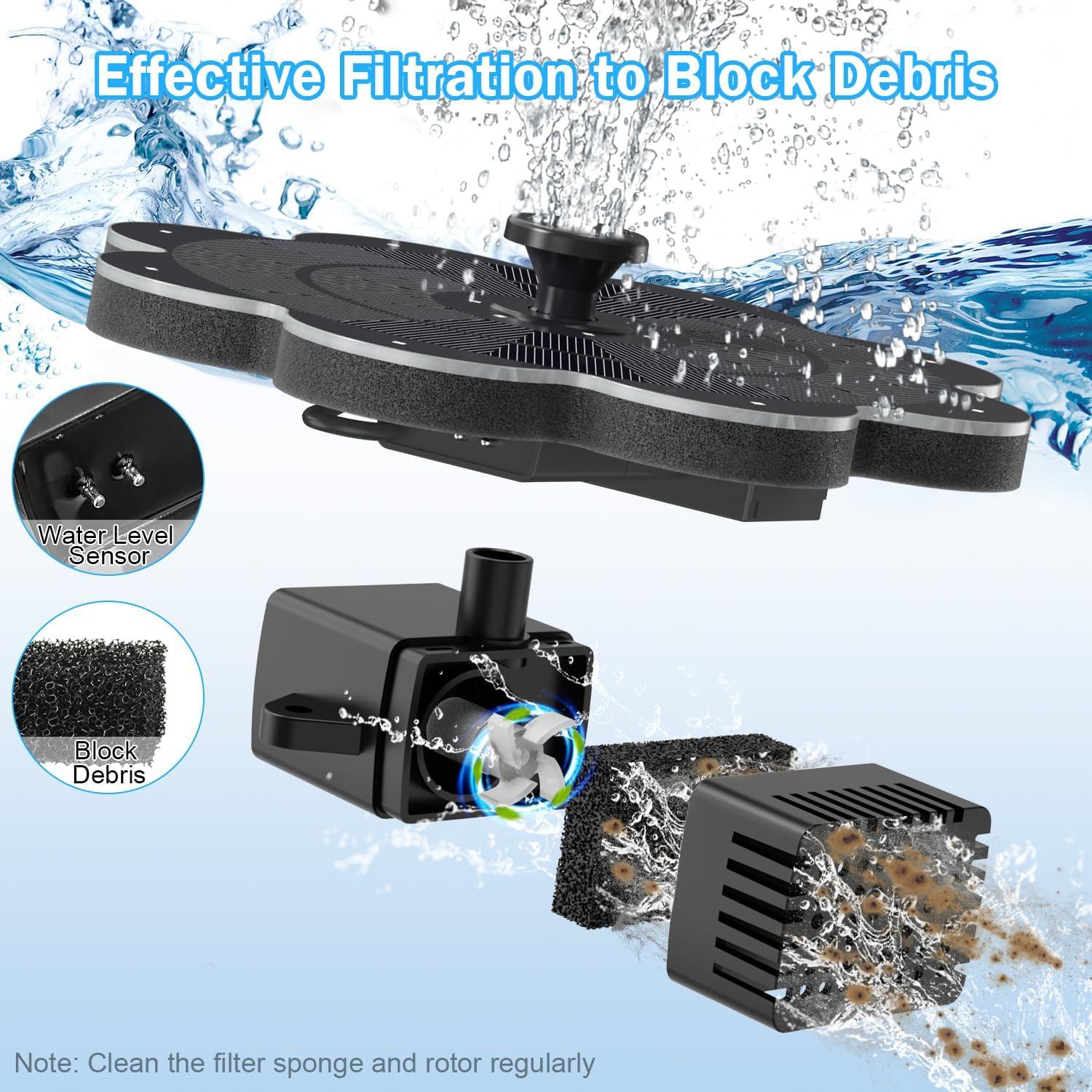 Fuente Solar GAIZERL 3.5W con Luces LED y 8 Modos de Rociado