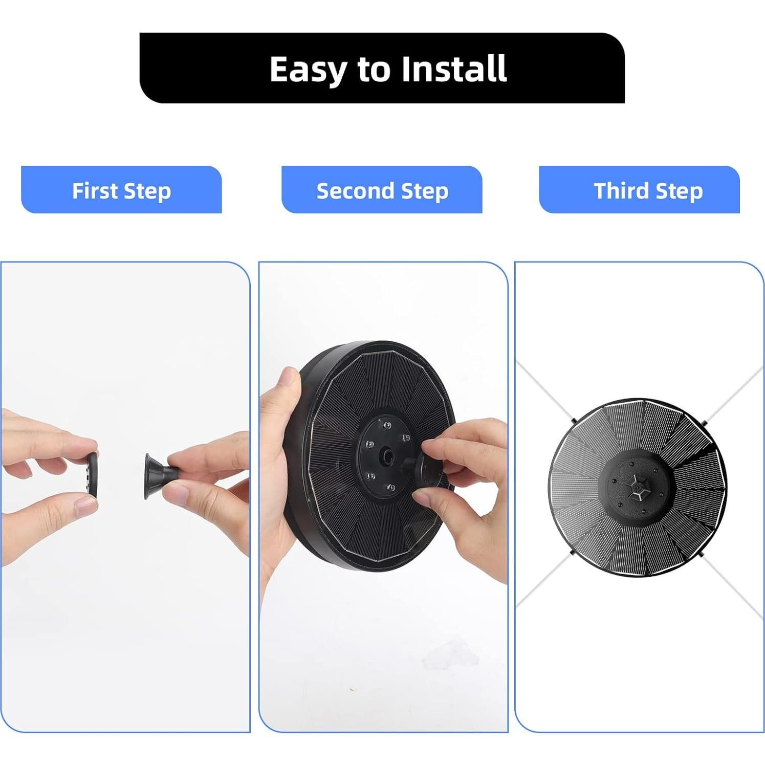 Fuente Solar ALUKIKI 4W con Luces LED y 7 Boquillas para Jardín
