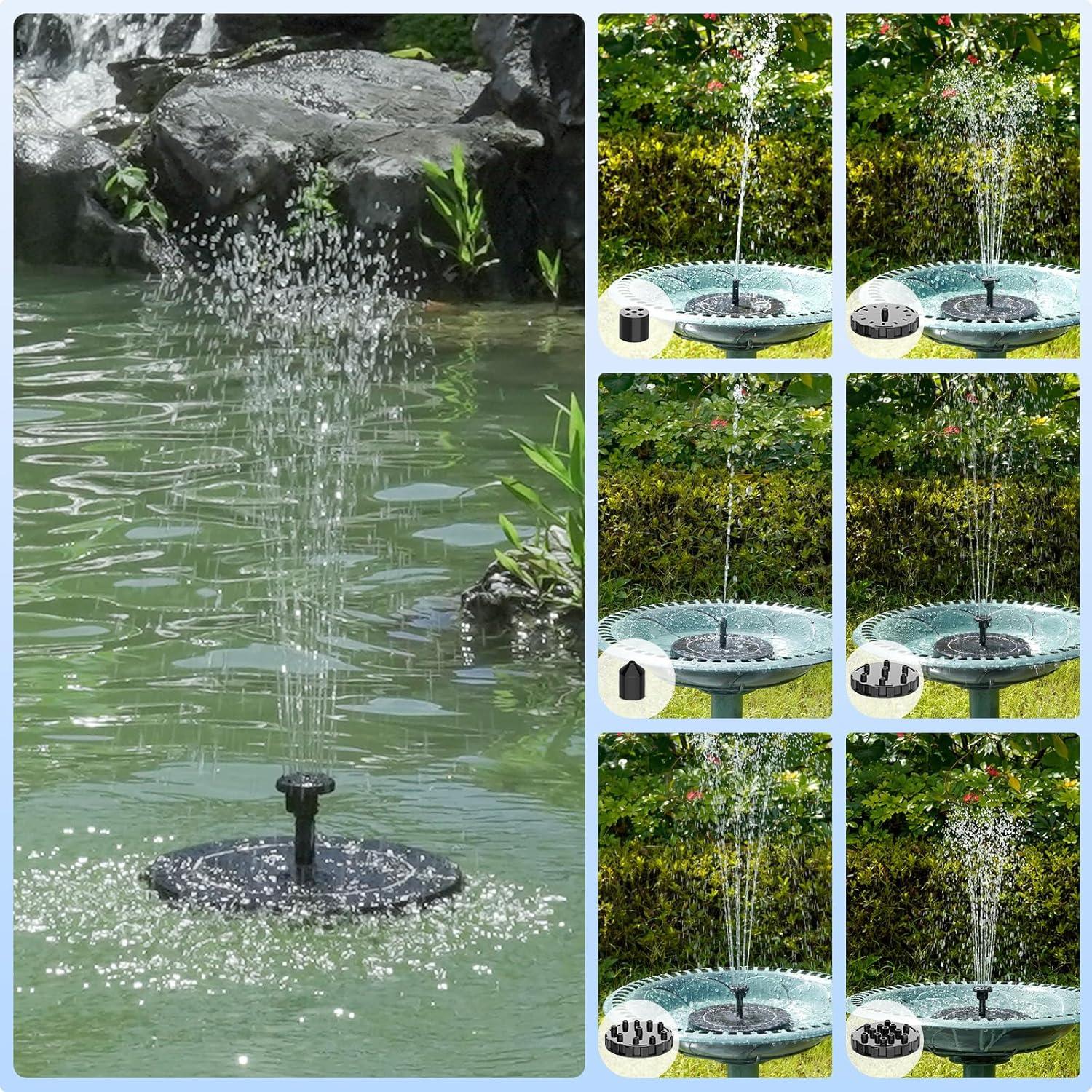 Fuente Solar para Baño de Aves SHANCHAHUA 1.5W con 6 Boquillas