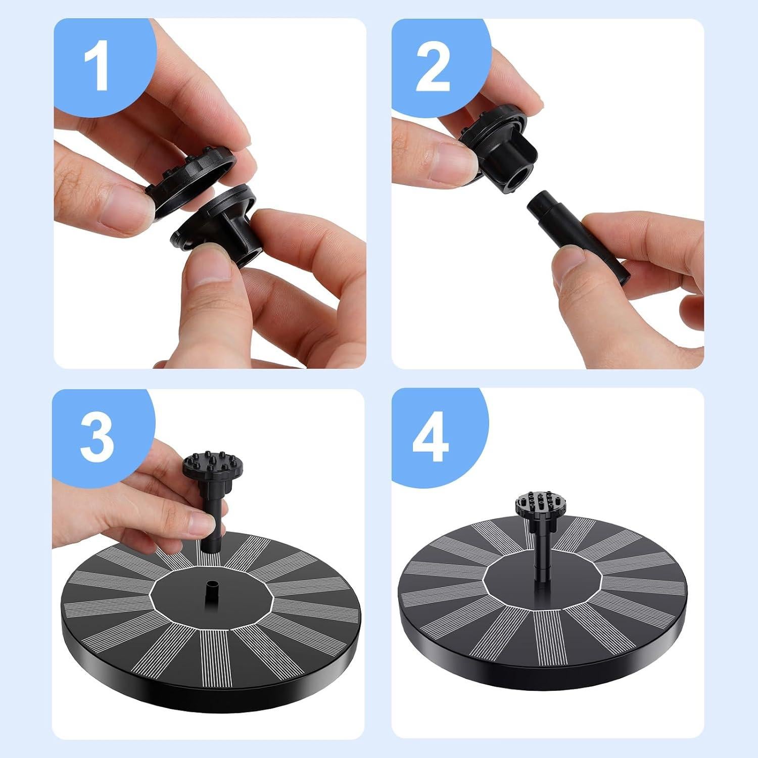 Fuente Solar para Baño de Aves SHANCHAHUA 1.5W con 6 Boquillas