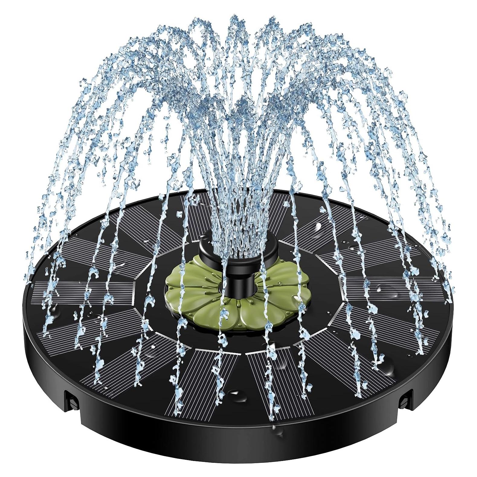 Fuente Solar de Agua Yzert con Panel Eficiente y Flor Verde Oliva