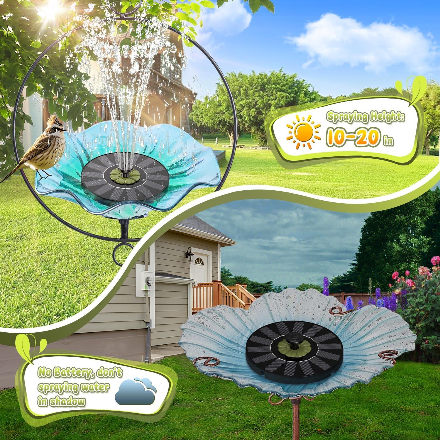 Fuente Solar de Agua Yzert con Panel Eficiente y Flor Verde Oliva