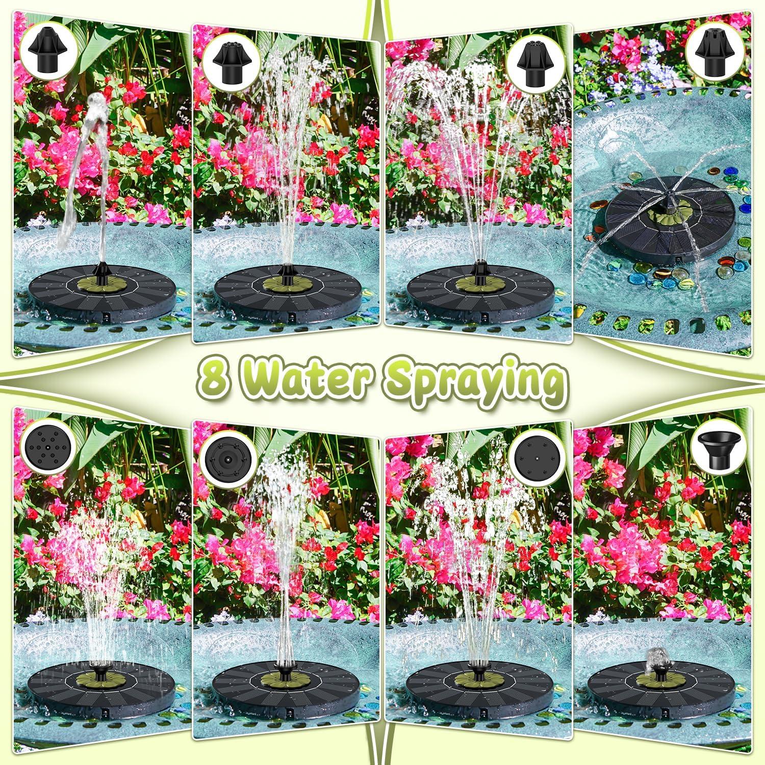 Fuente Solar de Agua Yzert con Panel Eficiente y Flor Verde Oliva