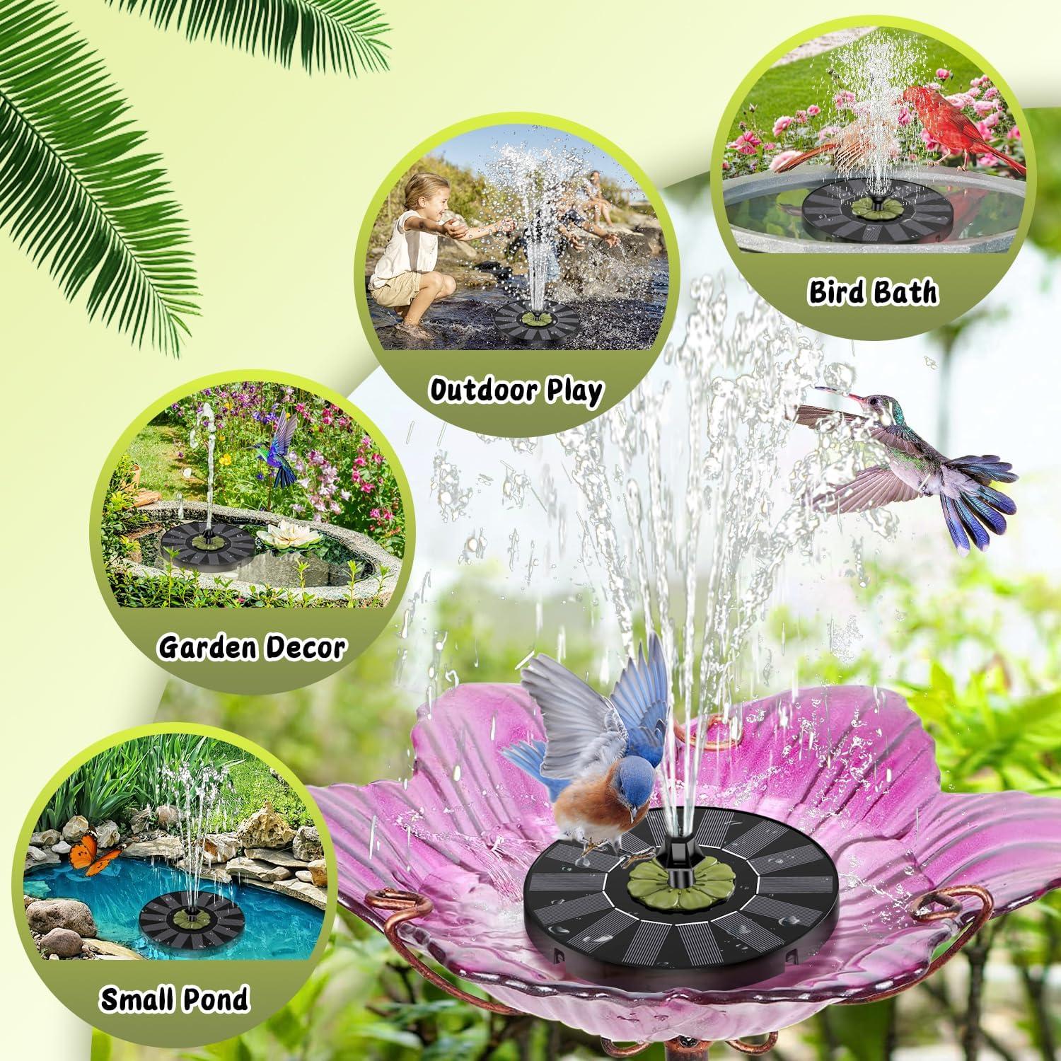 Fuente Solar de Agua Yzert con Panel Eficiente y Flor Verde Oliva