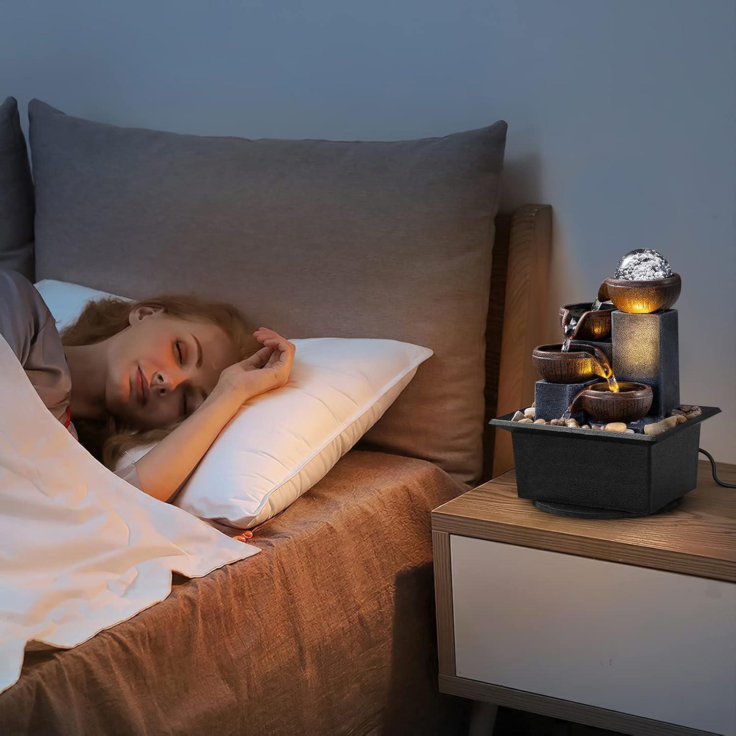 Fuente de Agua Meditativa AMOOTEK 4 Niveles con LED 19cm