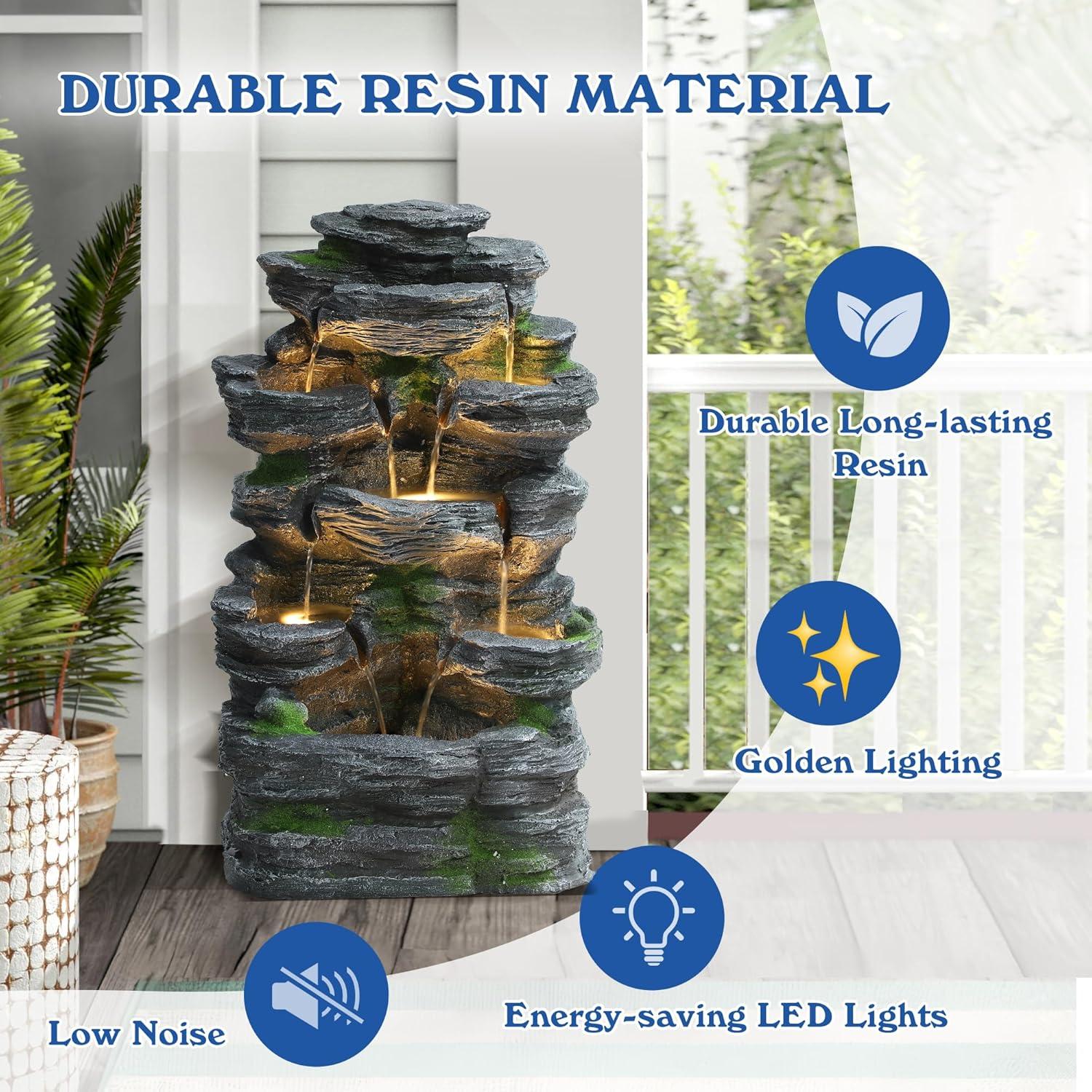 Fuente de Agua en Cascada TITIMO 61 cm con Luces LED