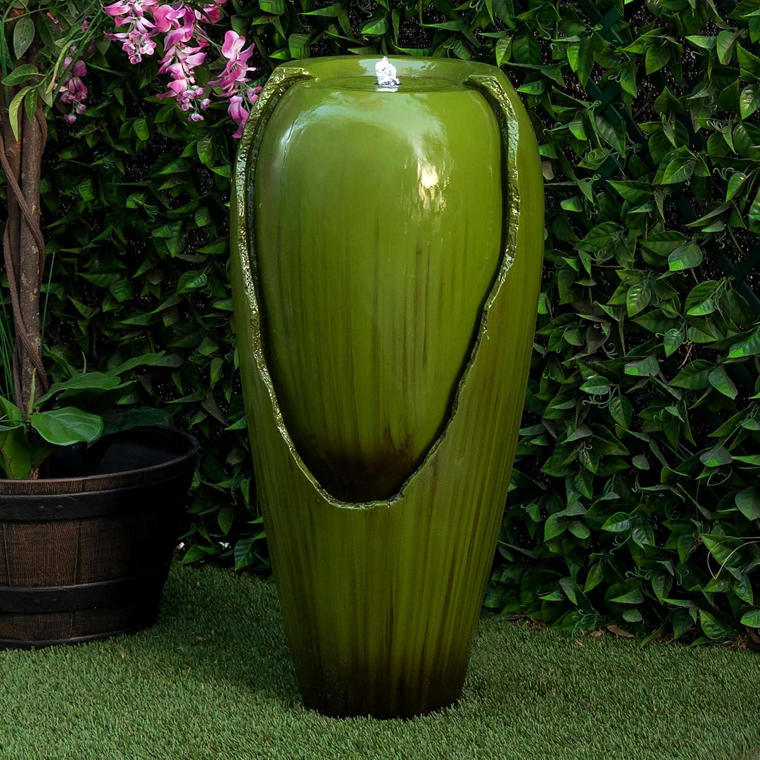 Fuente de Agua de Jarra Antigua Alpine 38x38x84cm Verde LED