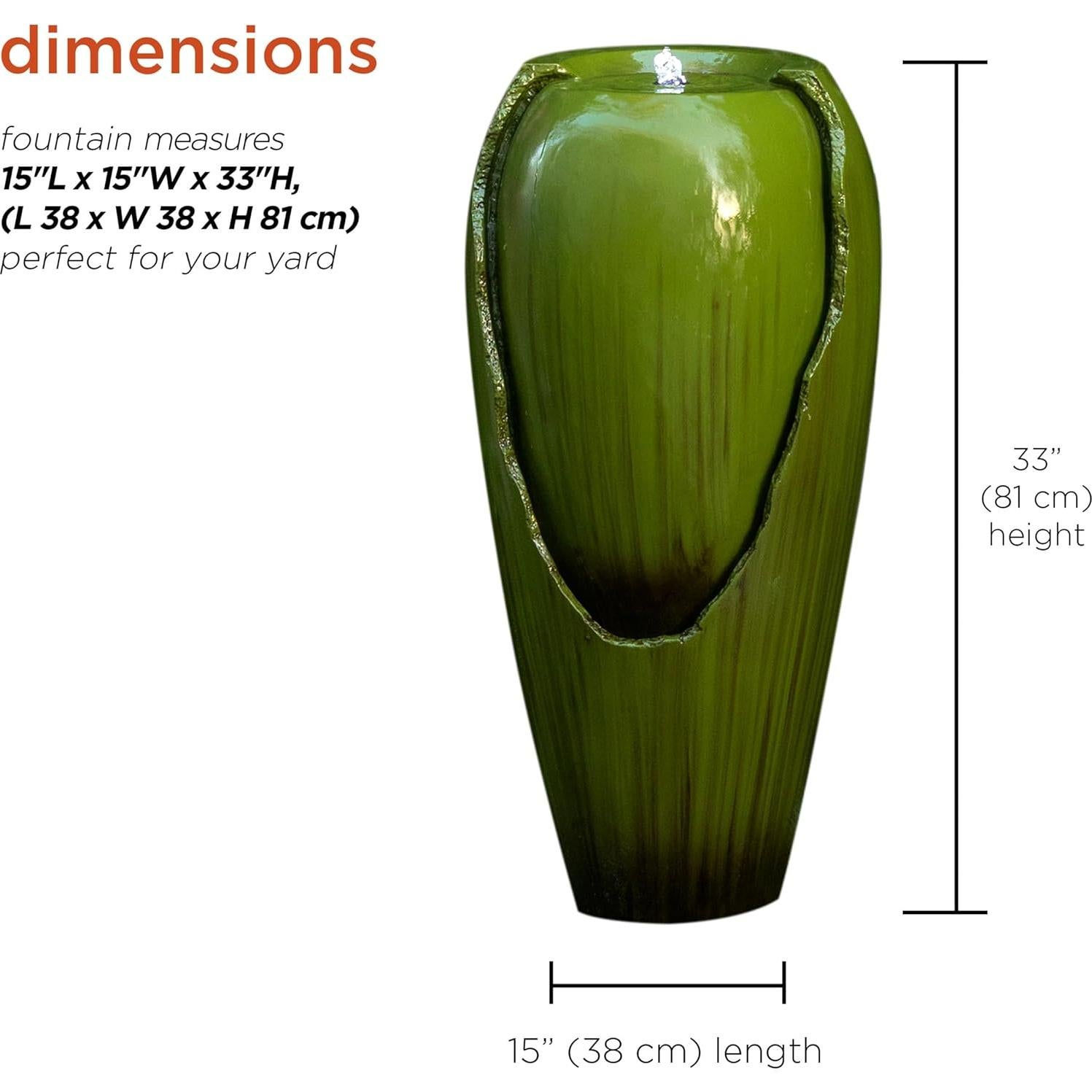 Fuente de Agua de Jarra Antigua Alpine 38x38x84cm Verde LED