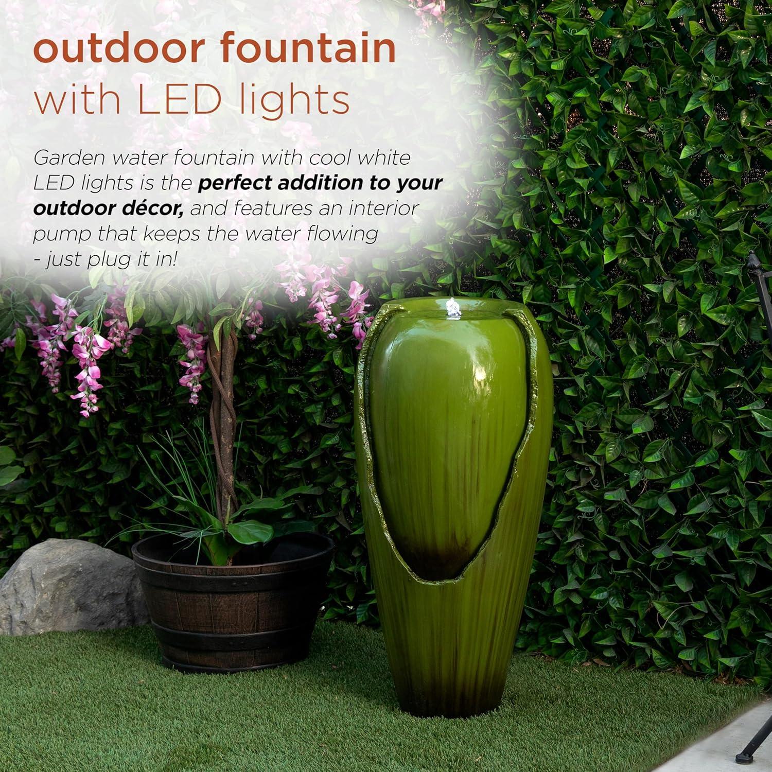 Fuente de Agua de Jarra Antigua Alpine 38x38x84cm Verde LED