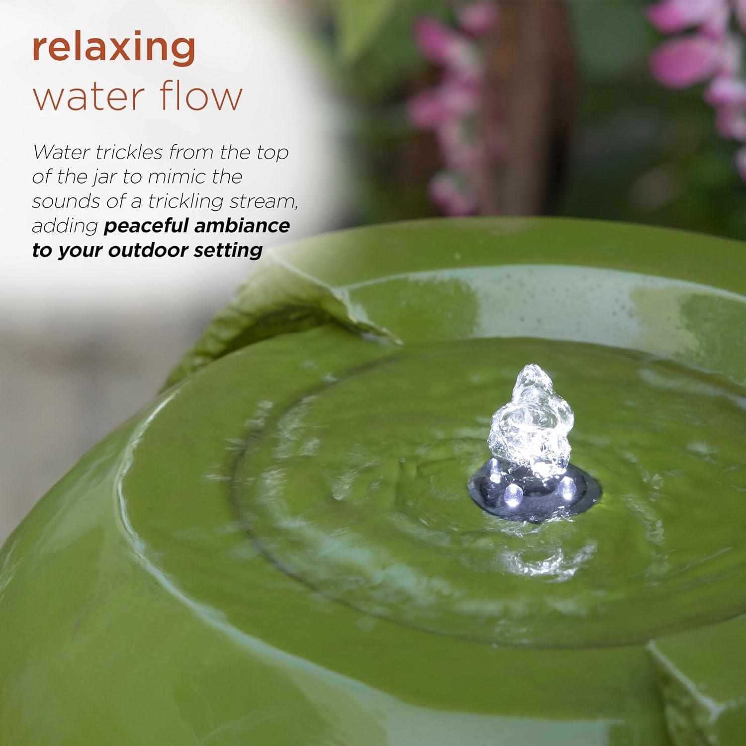 Fuente de Agua de Jarra Antigua Alpine 38x38x84cm Verde LED