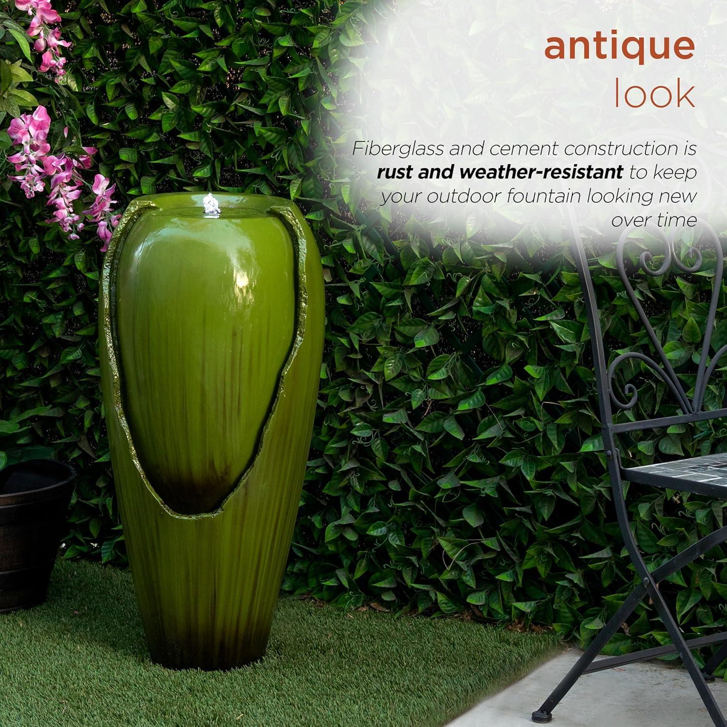 Fuente de Agua de Jarra Antigua Alpine 38x38x84cm Verde LED