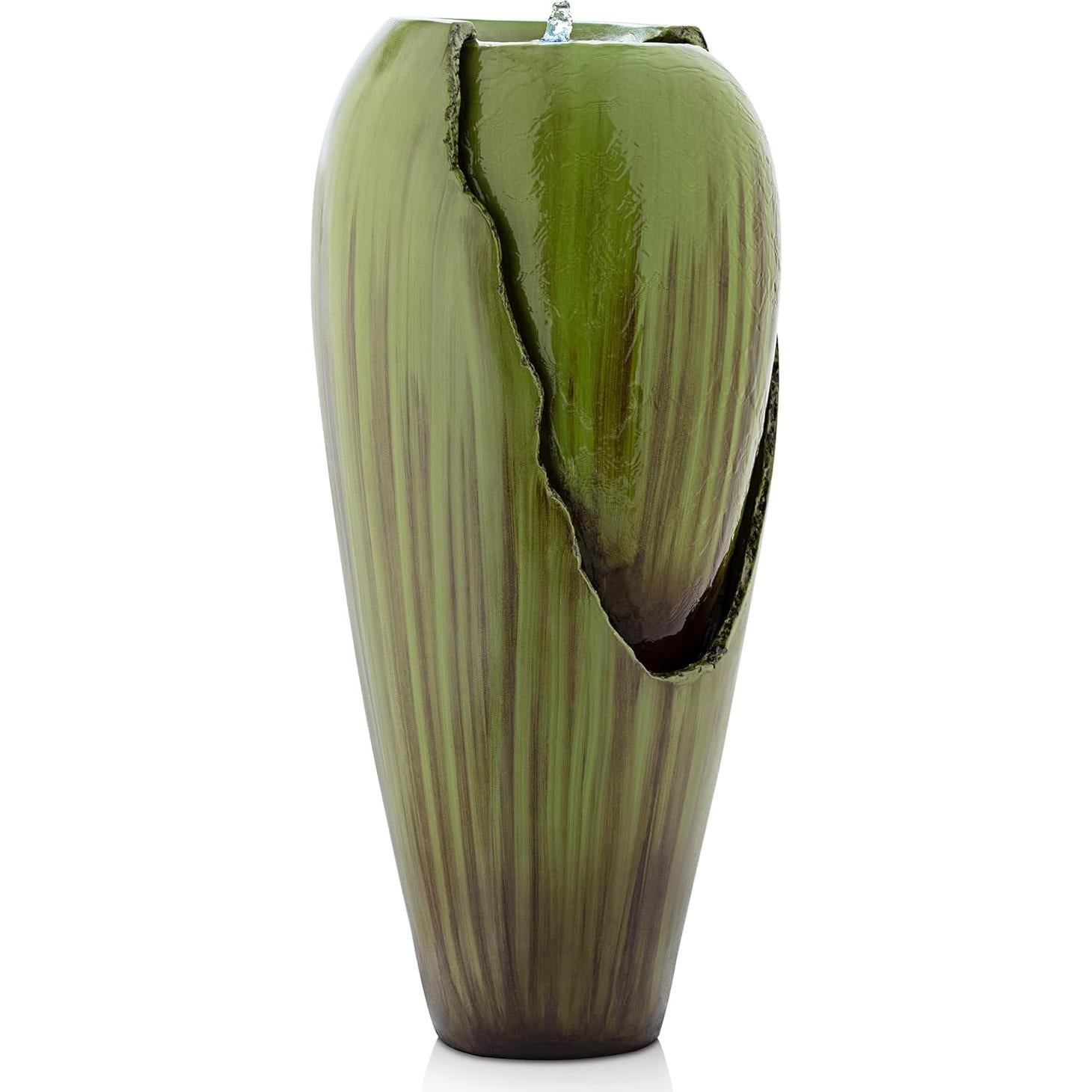 Fuente de Agua de Jarra Antigua Alpine 38x38x84cm Verde LED