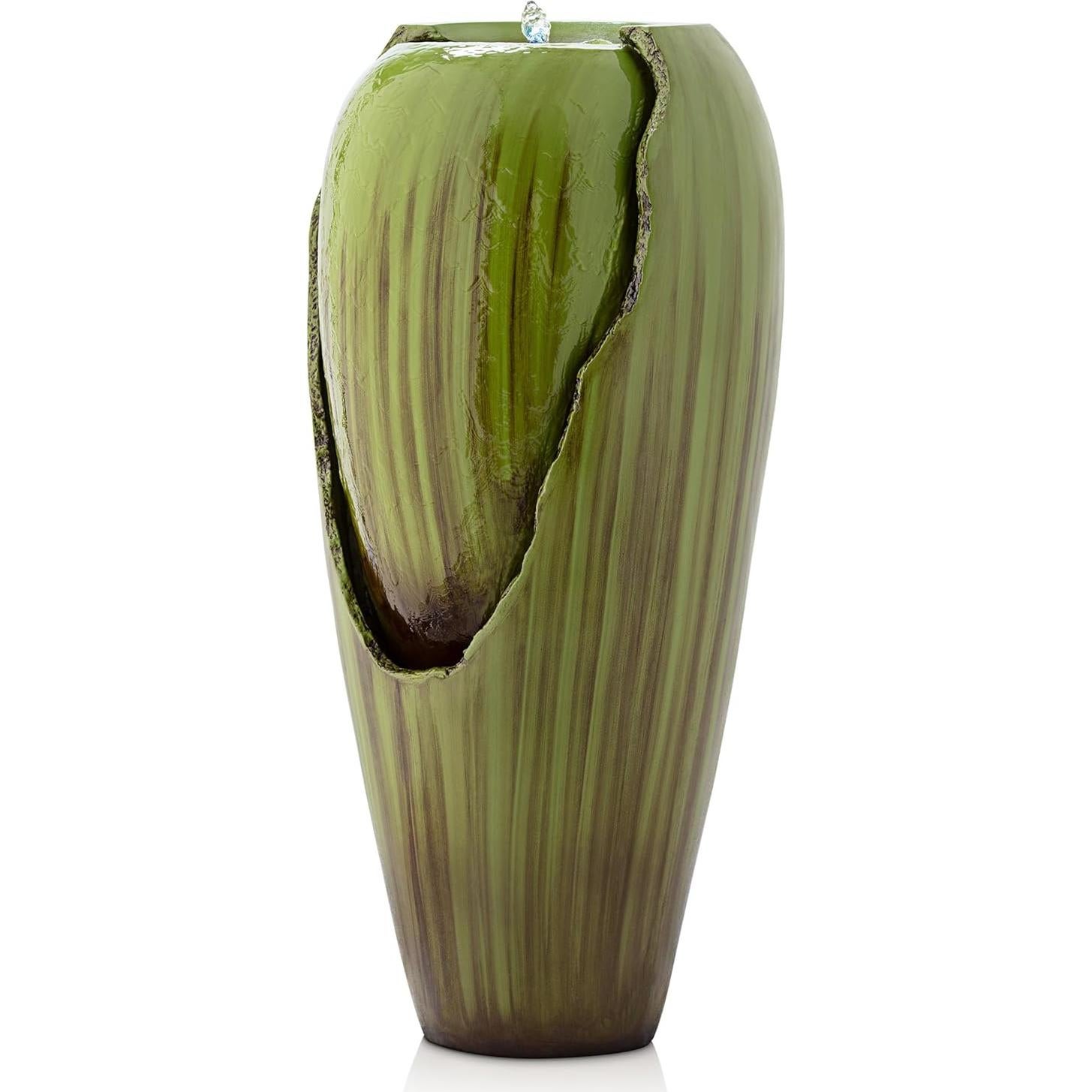 Fuente de Agua de Jarra Antigua Alpine 38x38x84cm Verde LED