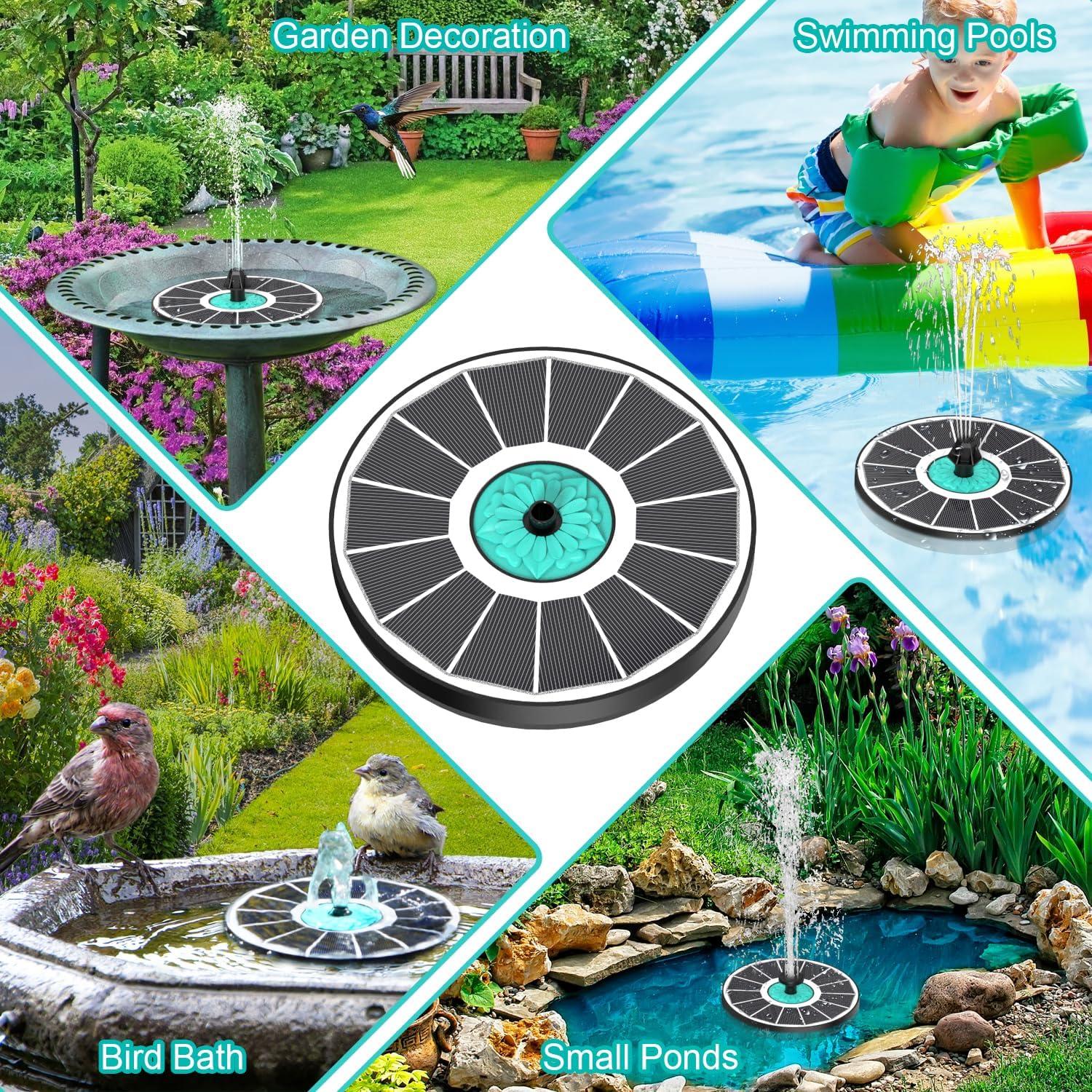 Fuente Solar para Jardín GAIZERL Flor Cian 3.5W 17x16.5cm