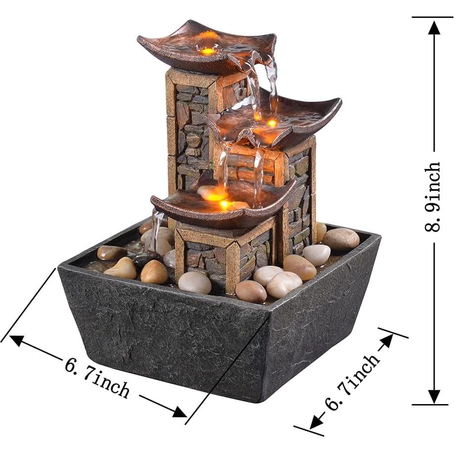 Fuente de Mesa GOSSI 3 Niveles con Iluminación y Sonido Calmante