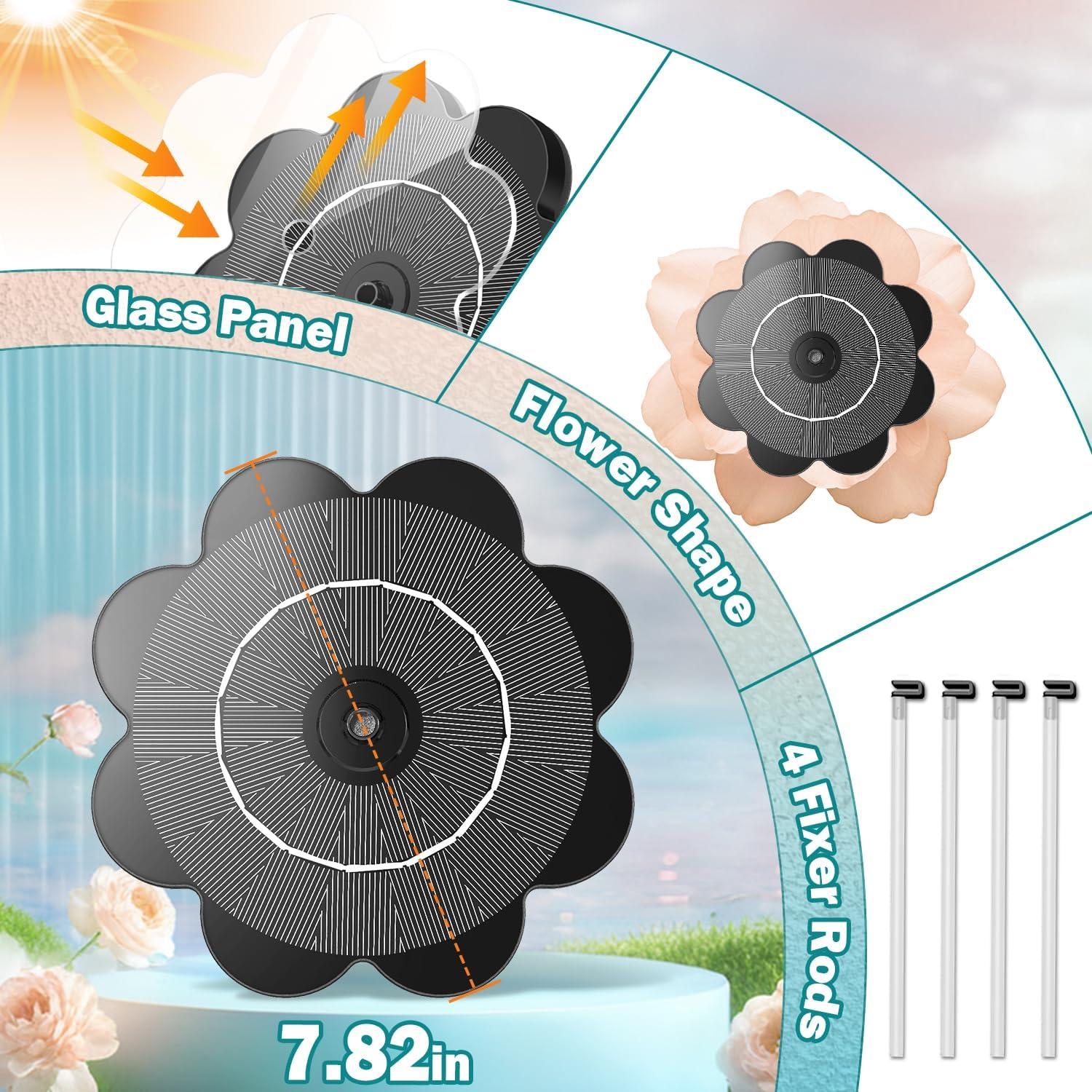 Fuente Solar Yzert de Vidrio 3.5W Forma de Flor para Jardín
