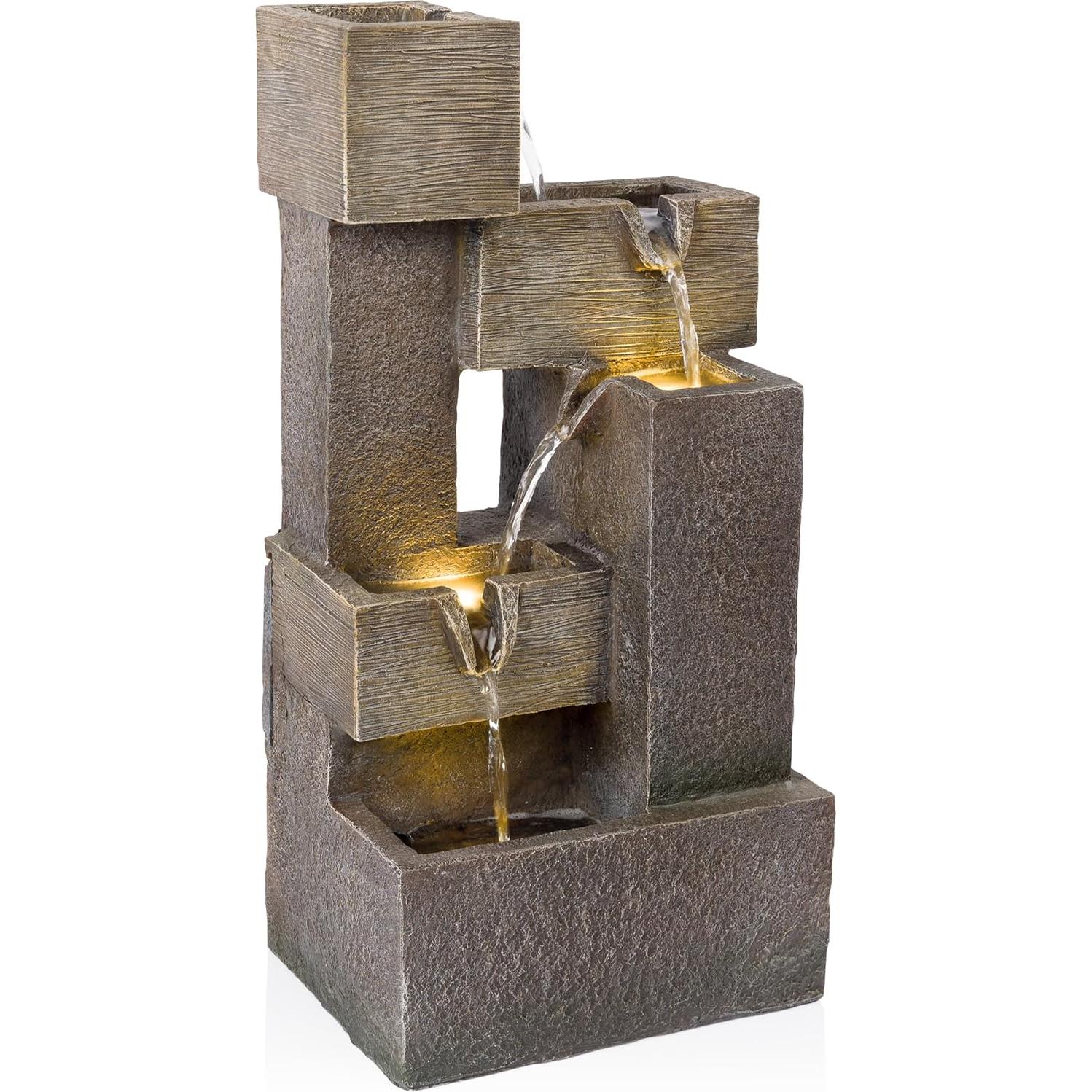 Fuente de Agua Multi-Nivel Alpine ZDQ110 48 cm con LED Gris