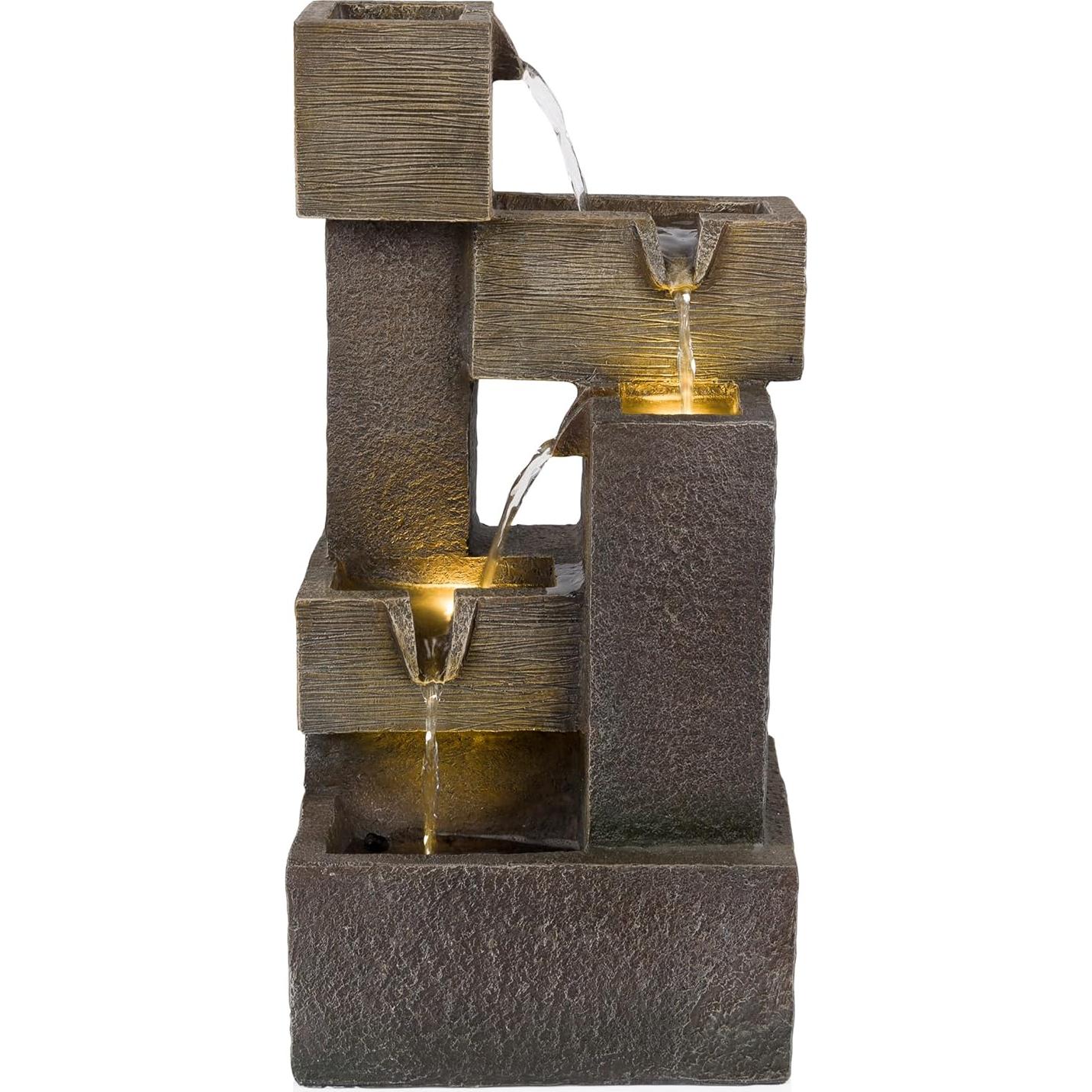 Fuente de Agua Multi-Nivel Alpine ZDQ110 48 cm con LED Gris