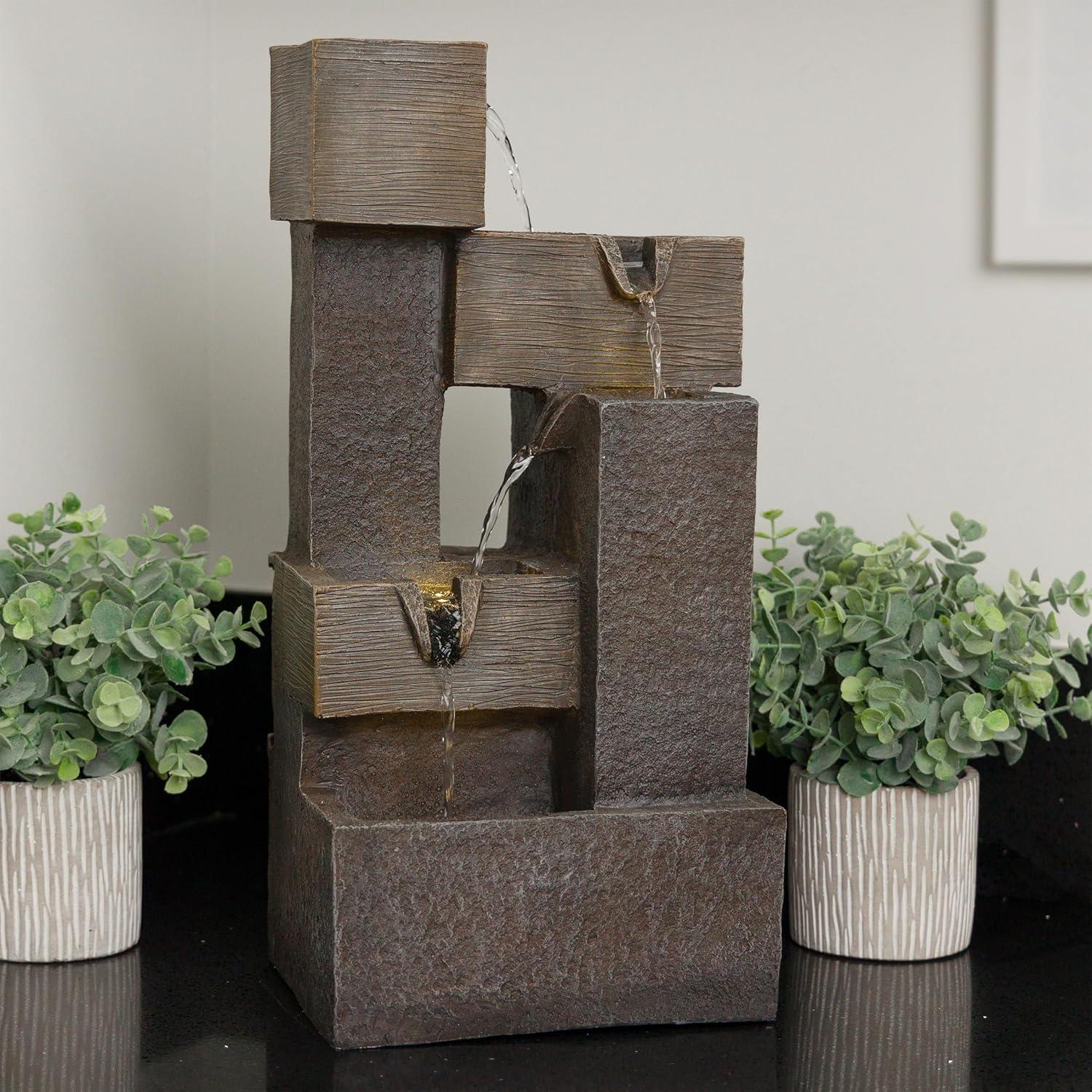 Fuente de Agua Multi-Nivel Alpine ZDQ110 48 cm con LED Gris