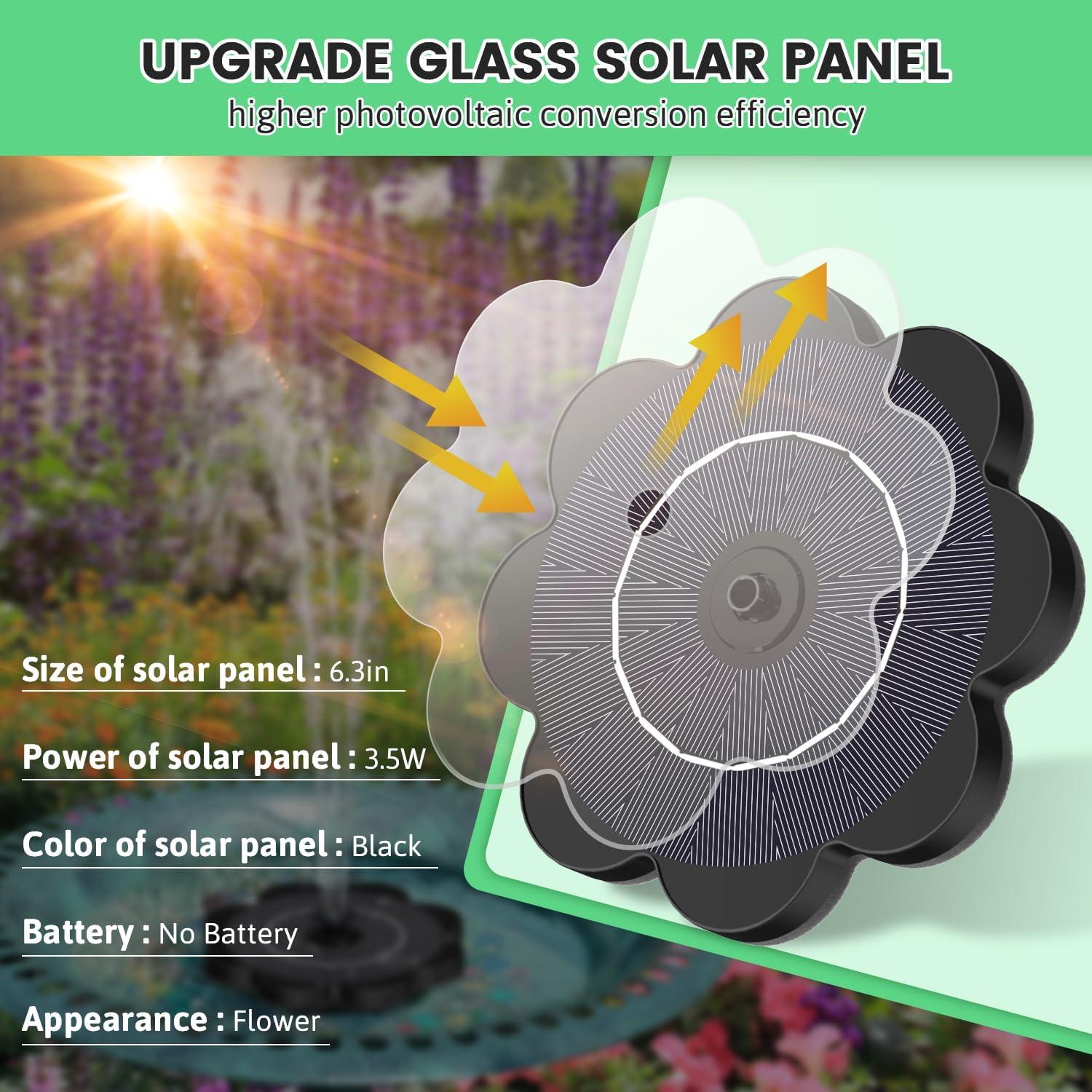 Fuente de Agua Solar SZMP Flor 3.5W para Jardín y Aves